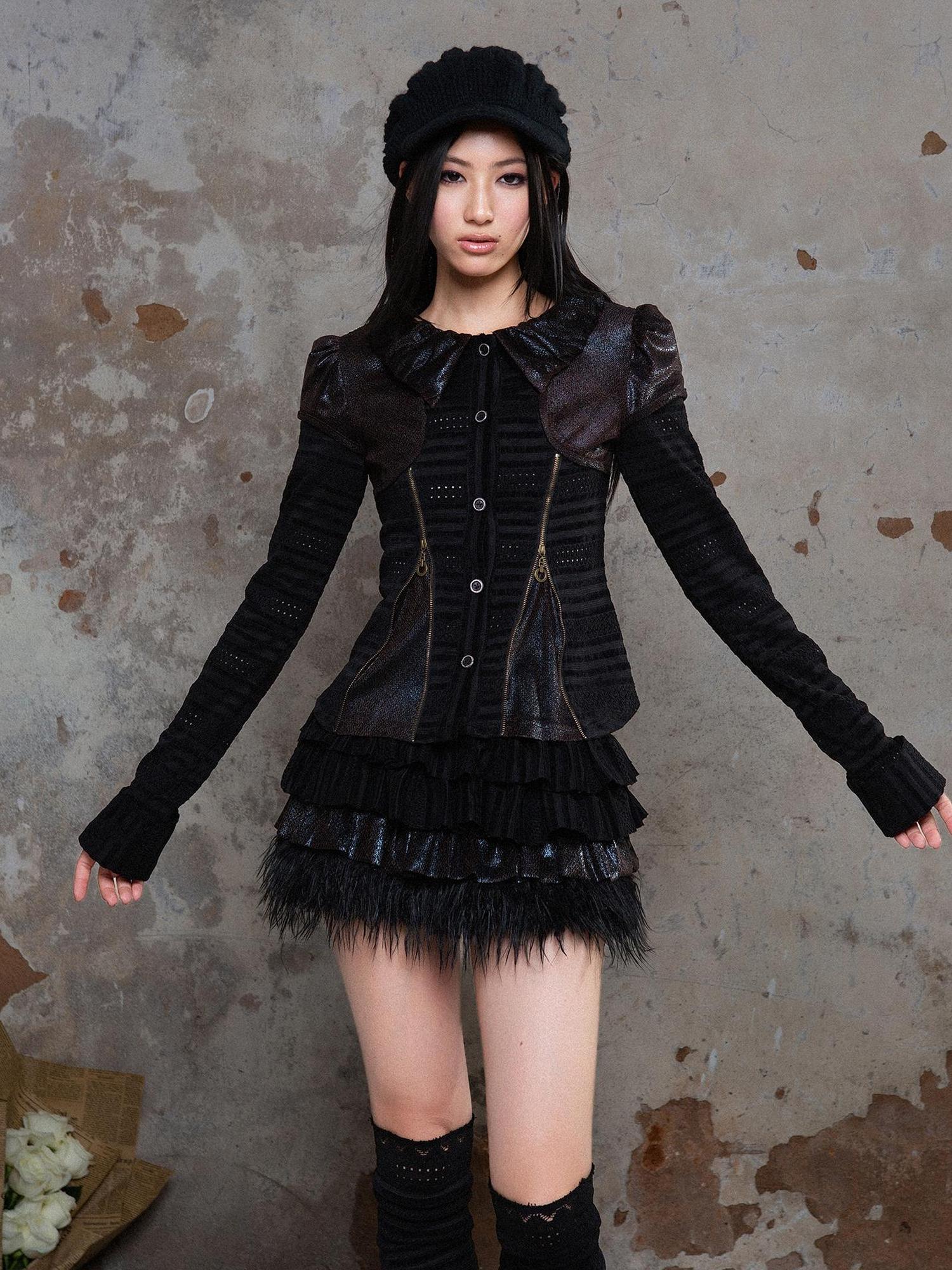 ARIADNAw Punk Revival Recyclable Bubble Collar Blouse