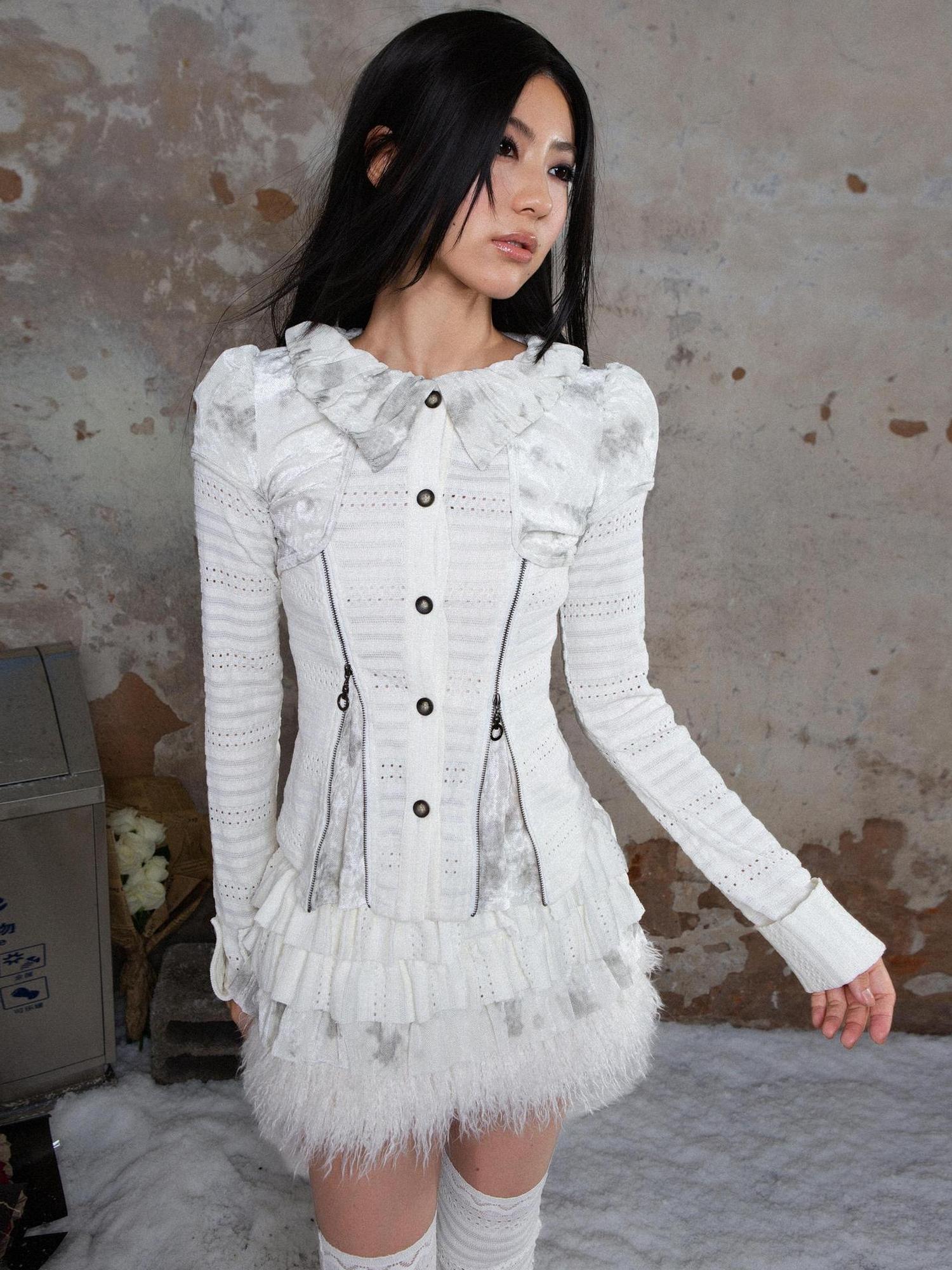 ARIADNAw Punk Revival Recyclable Bubble Collar Blouse