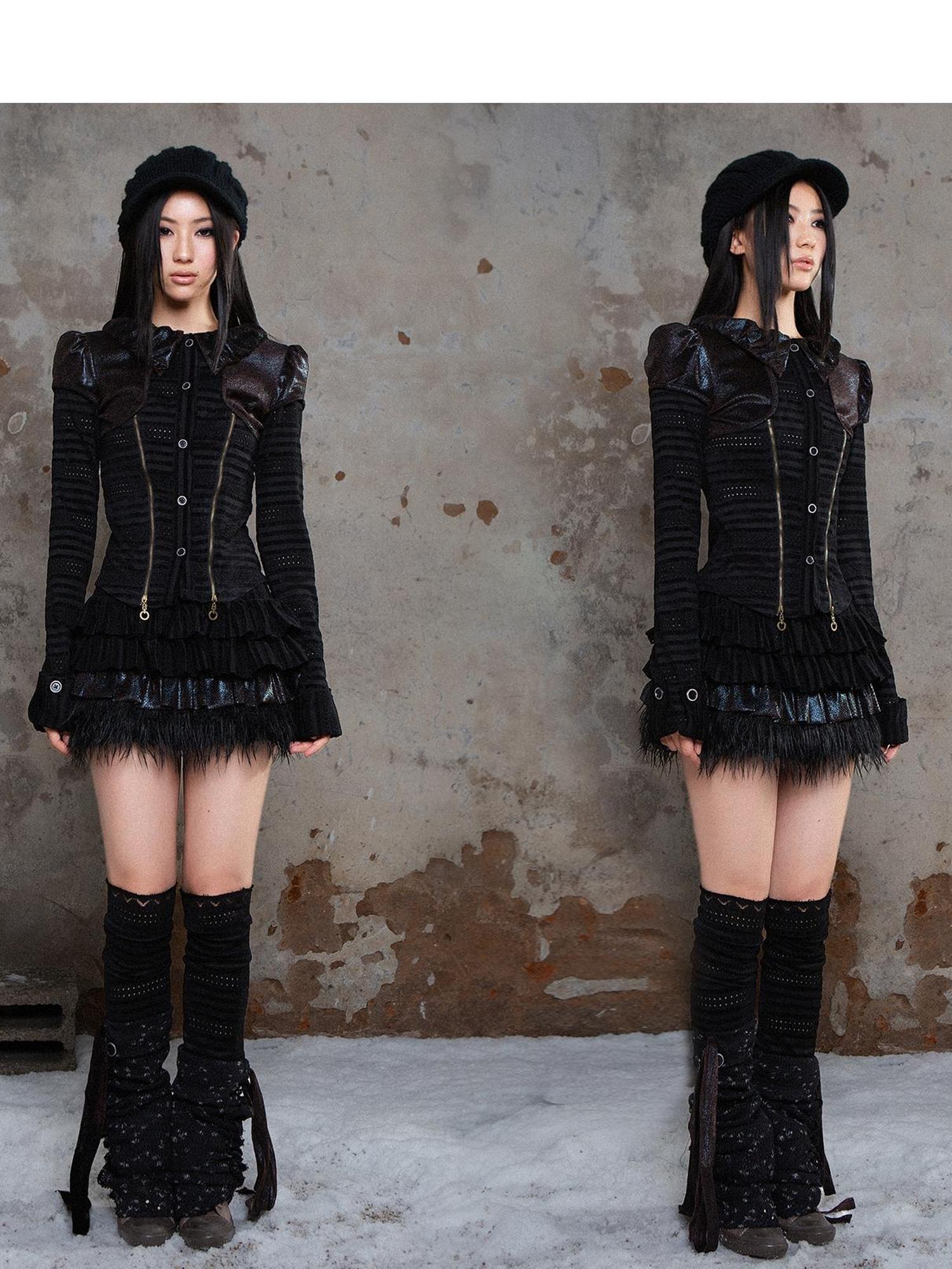 ARIADNAw Punk Revival Recyclable Bubble Collar Blouse