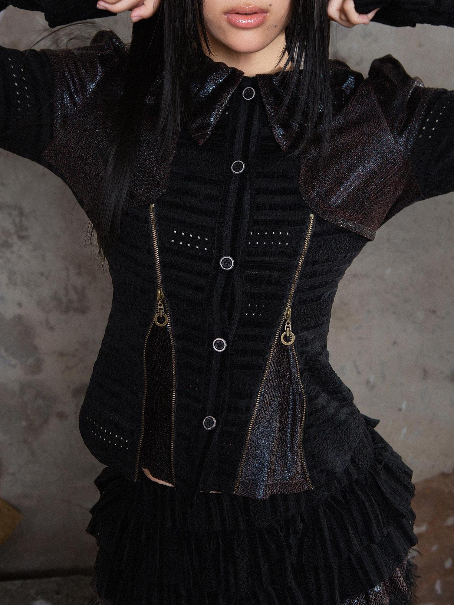 ARIADNAw Punk Revival Recyclable Bubble Collar Blouse
