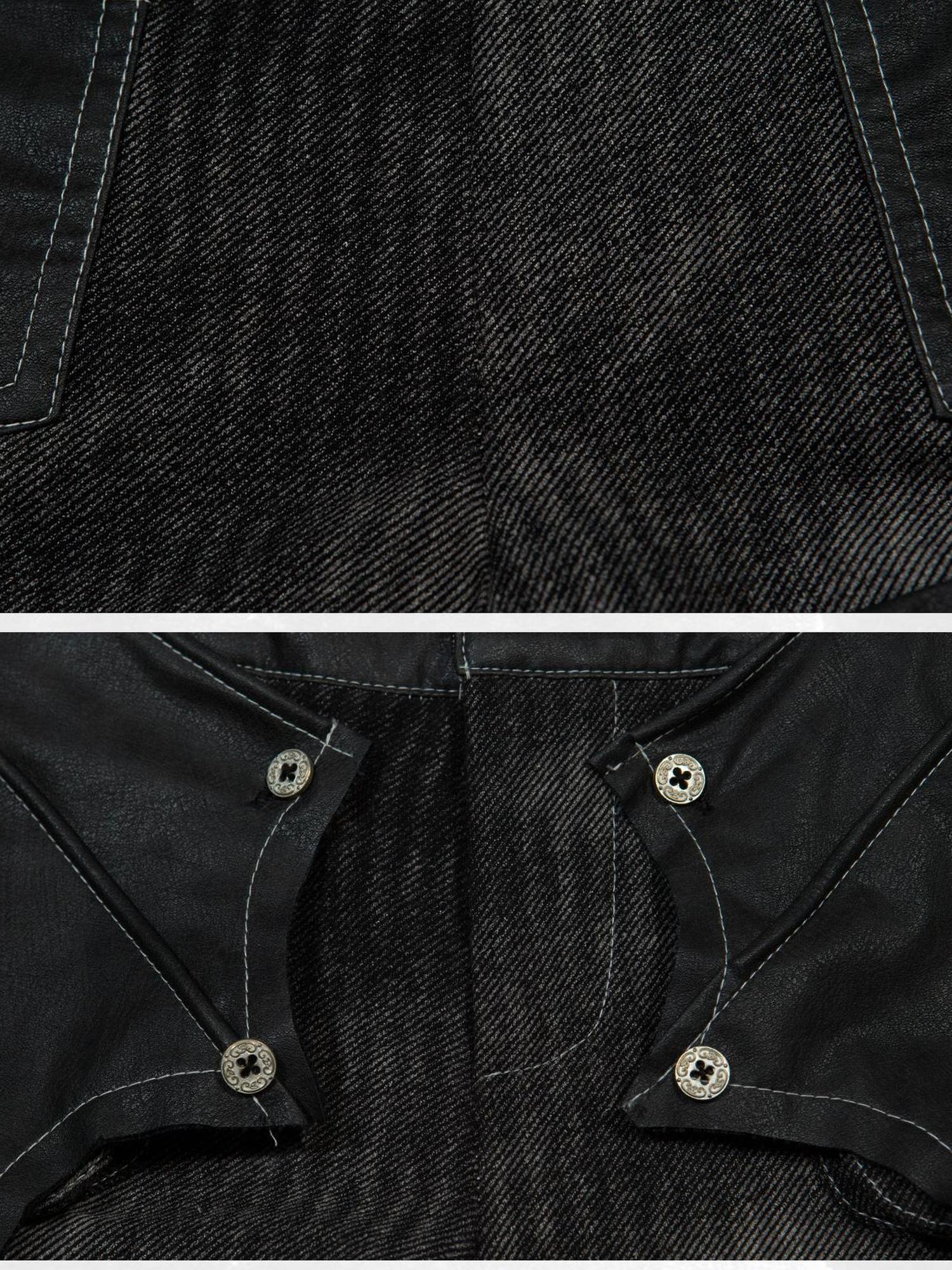 Punk Rock Batwing Denim Shorts Low Rise Slim Fit