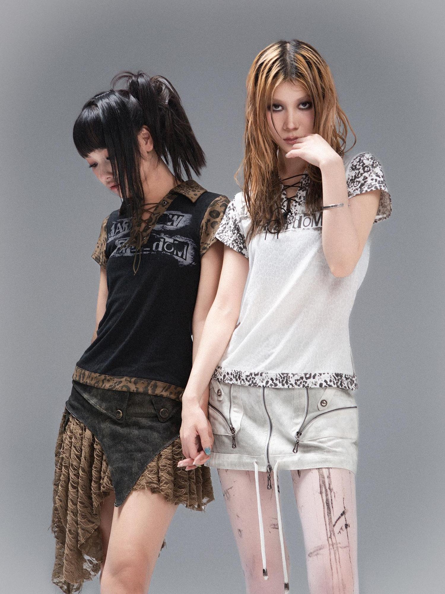 ARIADNAw Punk Rock Polo Tee Ariadnaw Print Summer Streetwear