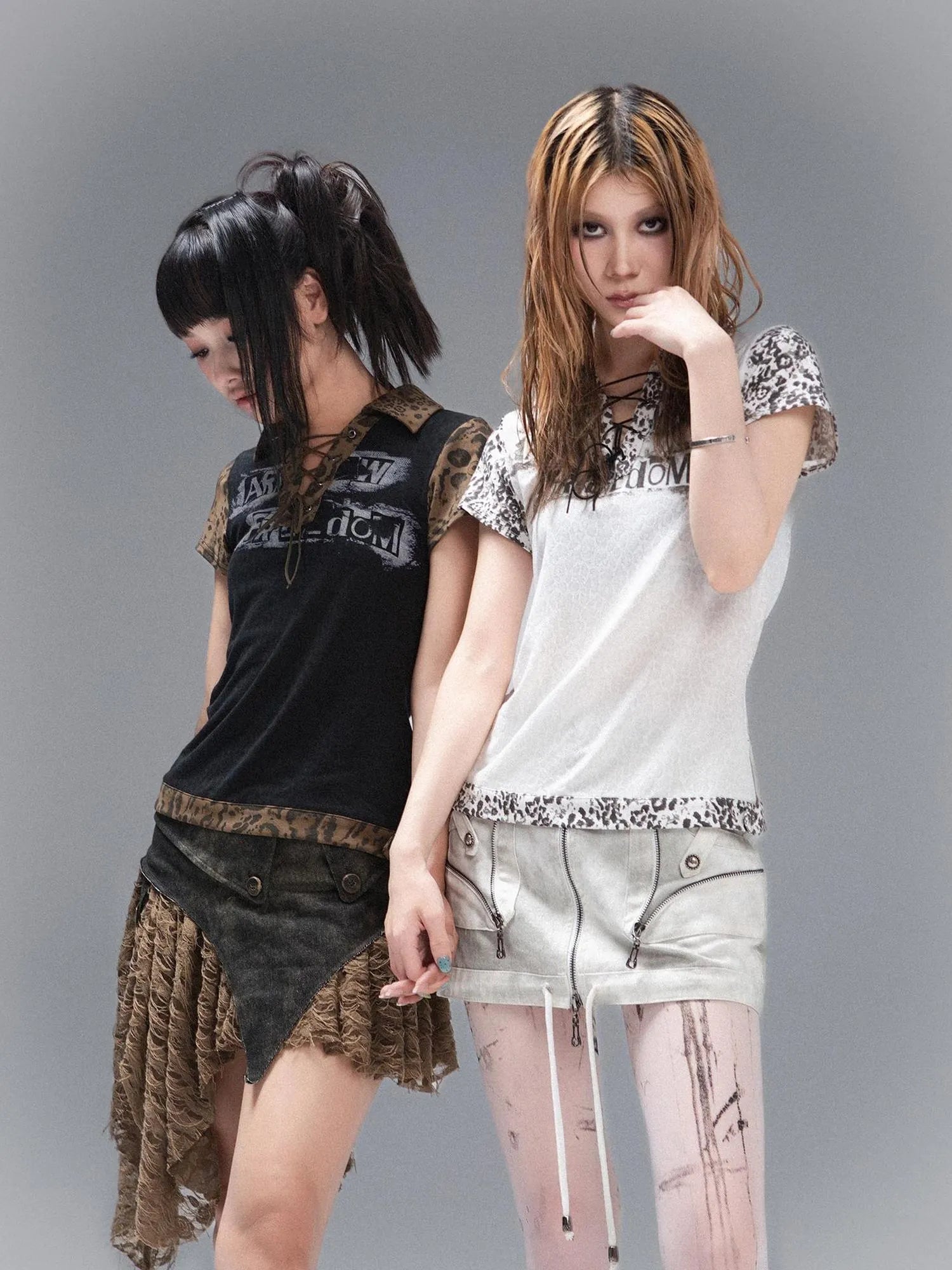Punk Rock Polo Tee Ariadnaw Print Summer Streetwear
