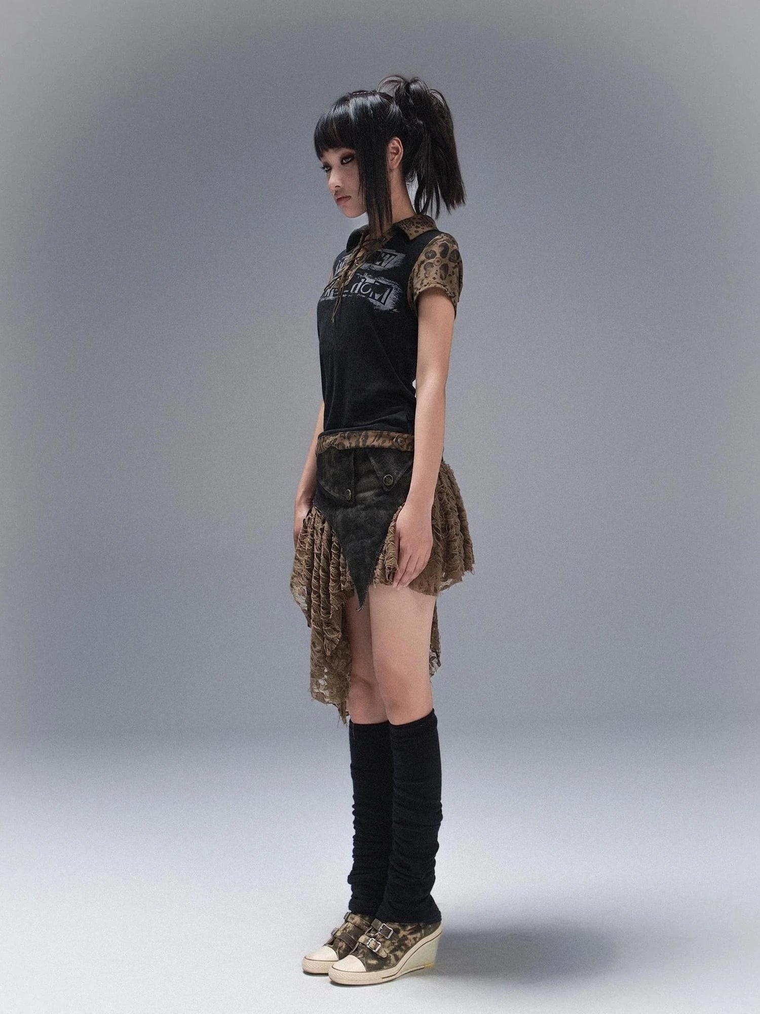 Punk Rock Polo Tee Ariadnaw Print Summer Streetwear