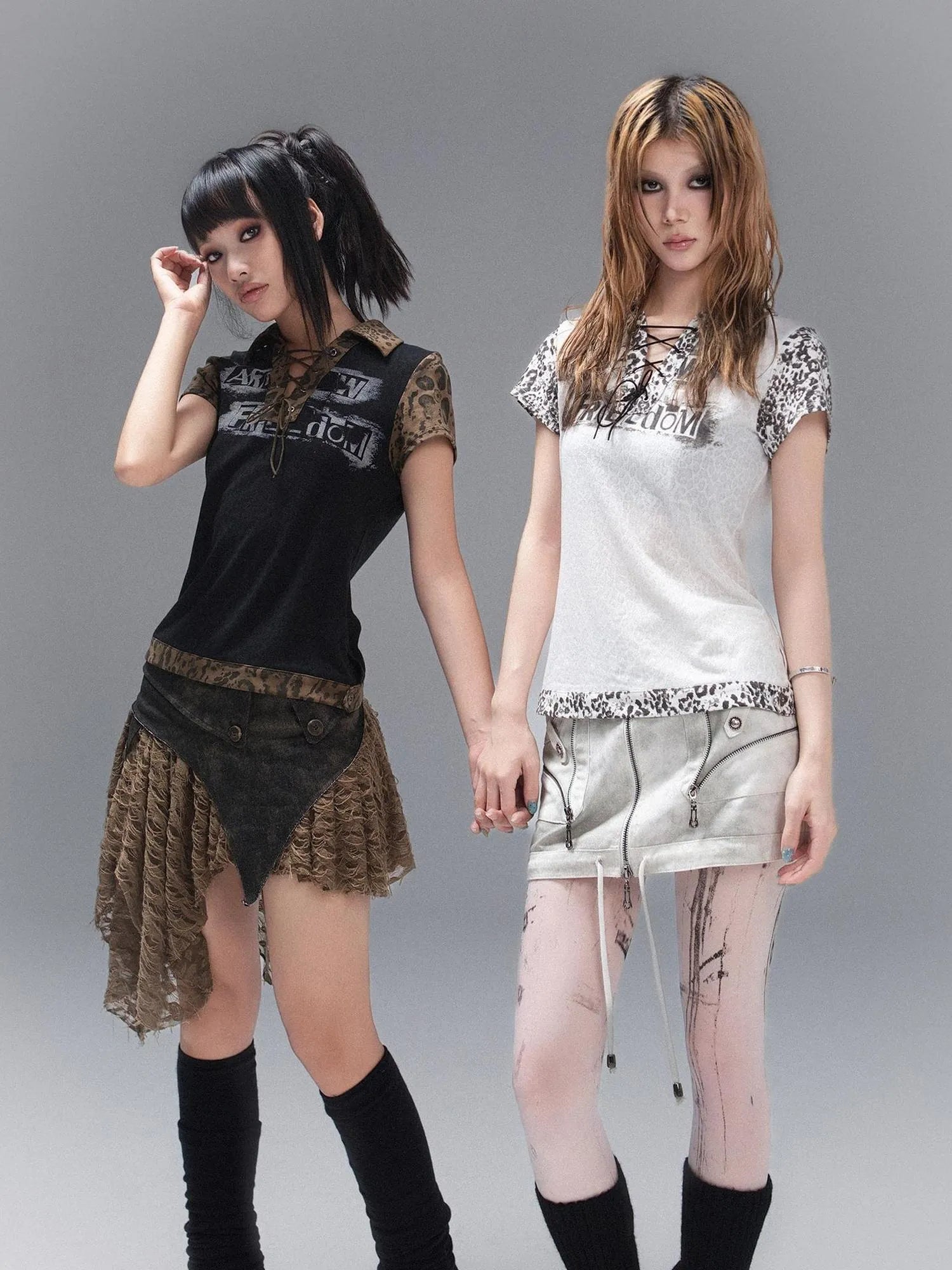Punk Rock Polo Tee Ariadnaw Print Summer Streetwear