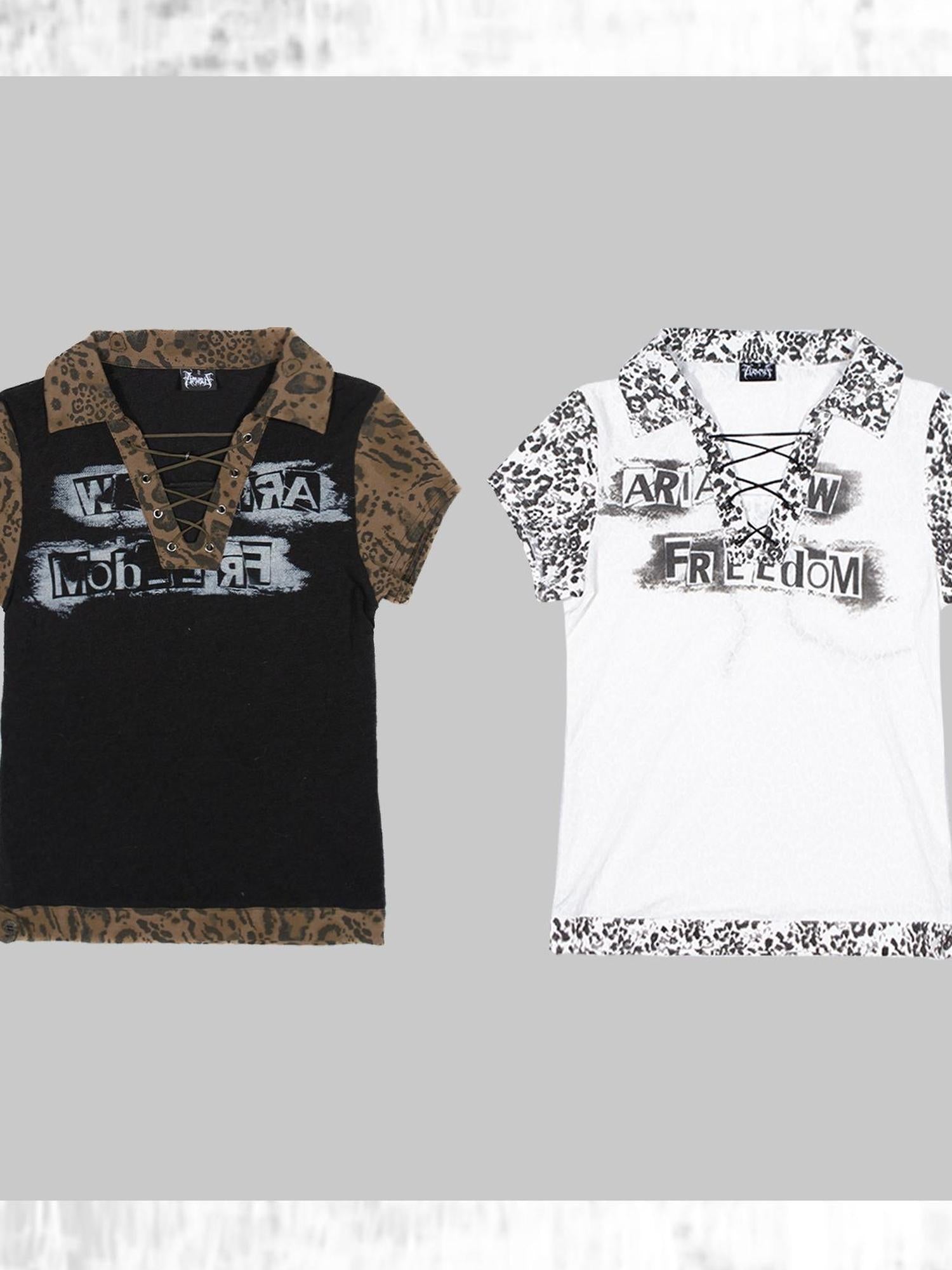 ARIADNAw Punk Rock Polo Tee Ariadnaw Print Summer Streetwear