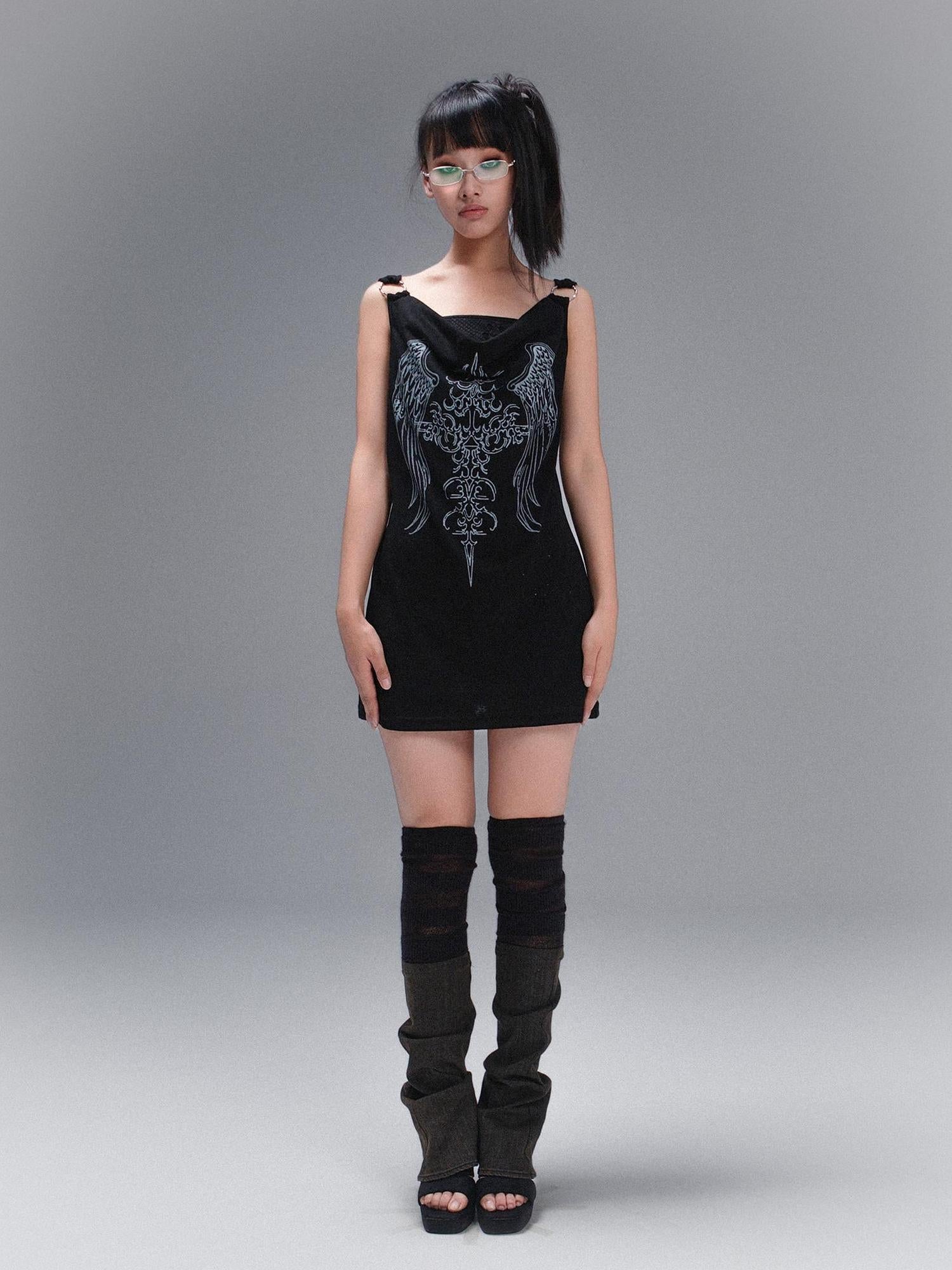ARIADNAw Punk Rock Snake Print Vest Summer Streetwear Two Tone Design
