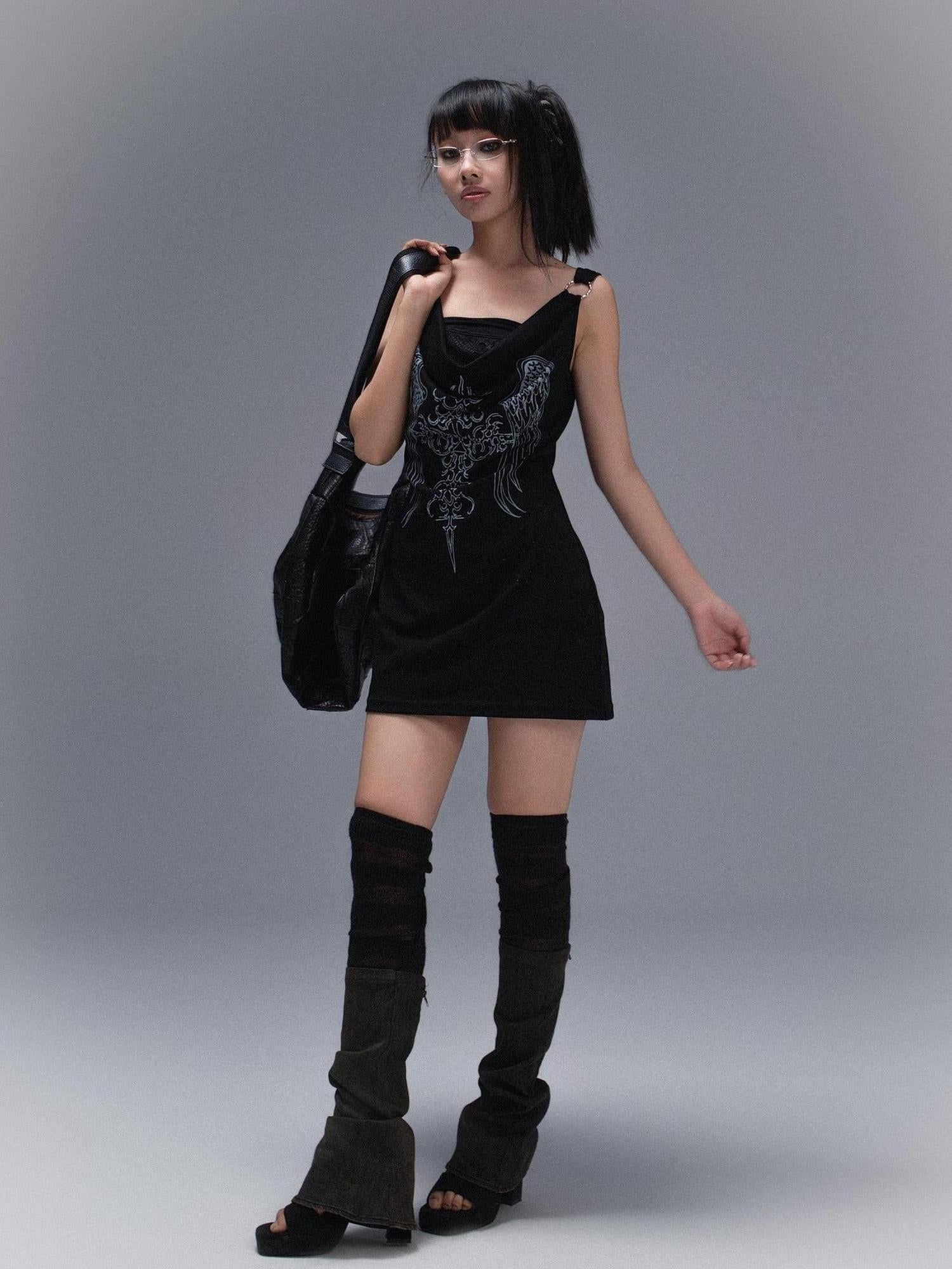 ARIADNAw Punk Rock Snake Print Vest Summer Streetwear Two Tone Design
