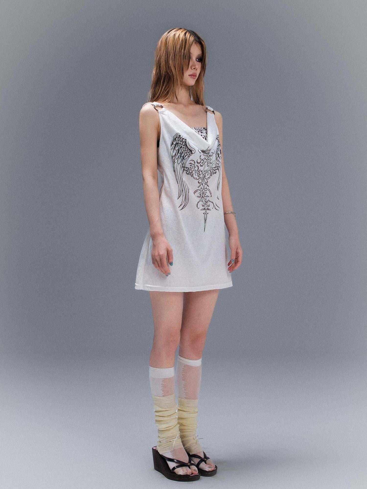 ARIADNAw Punk Rock Snake Print Vest Summer Streetwear Two Tone Design