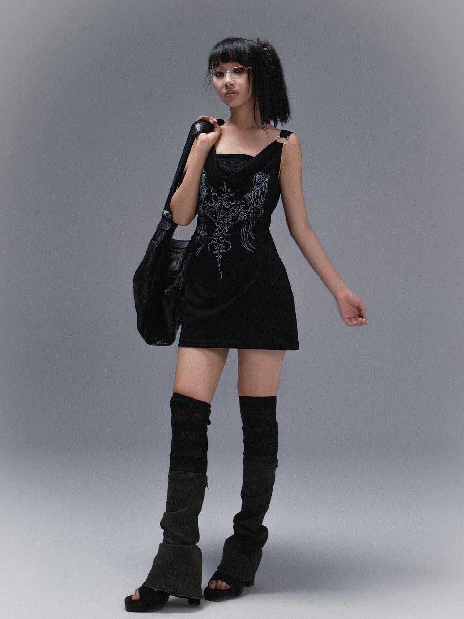 ARIADNAw Punk Rock Snake Print Vest Summer Streetwear Two Tone Design
