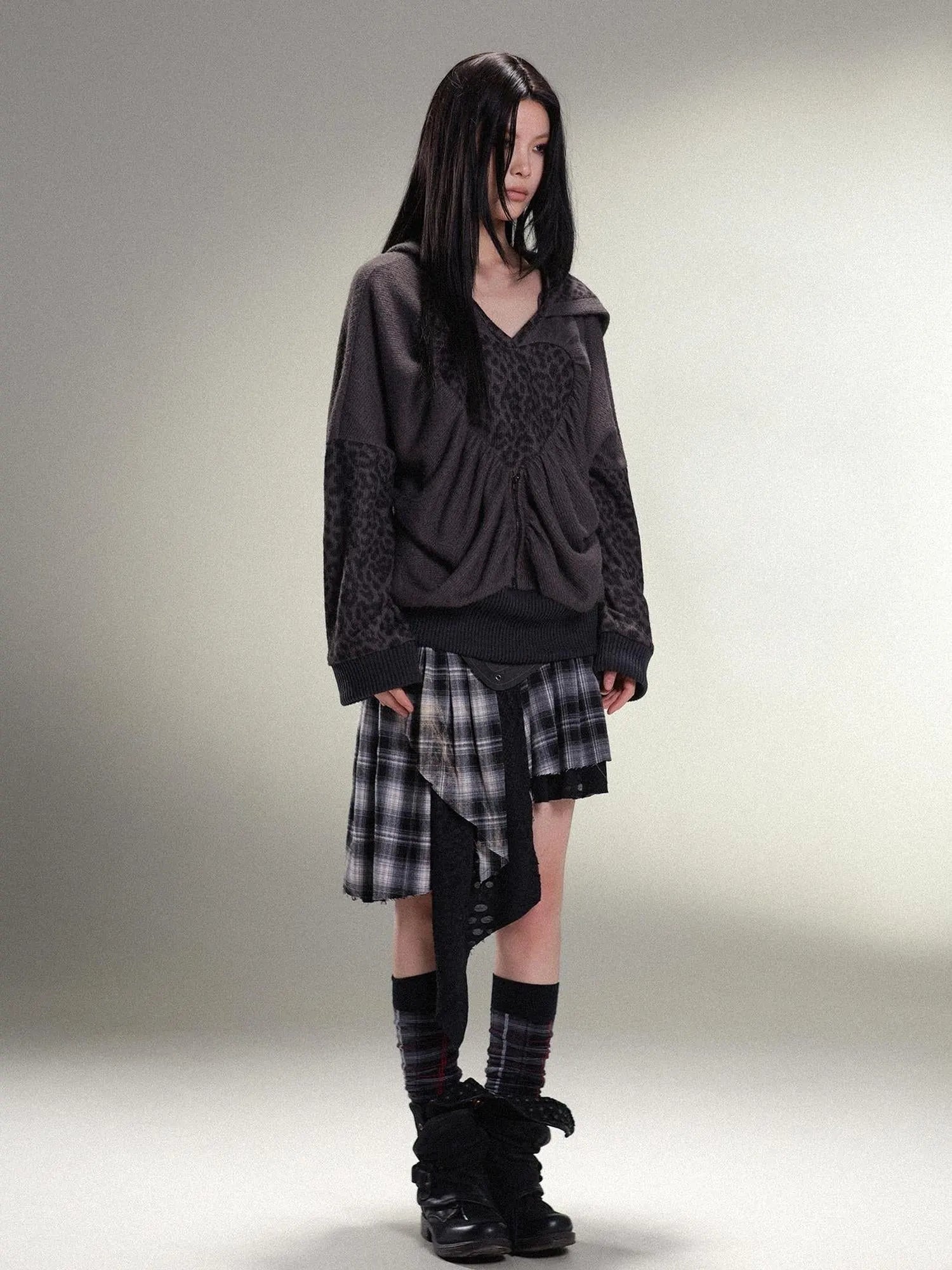Punk Rock Vintage Asym Pleat Low Waist Skirt All Season
