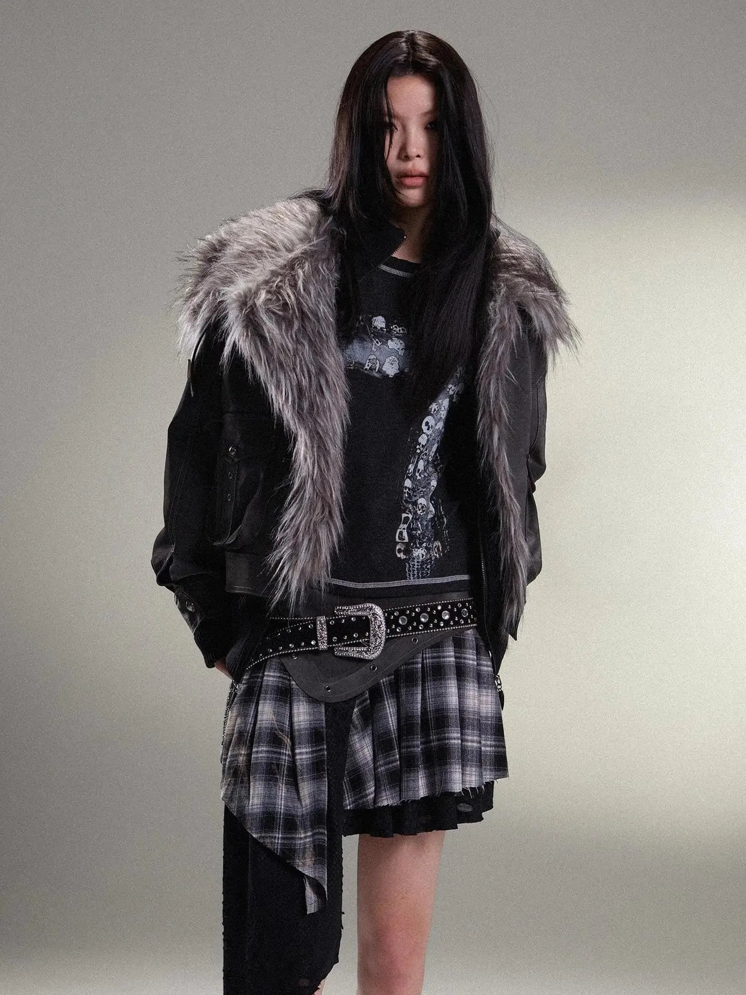 Punk Rock Vintage Asym Pleat Low Waist Skirt All Season
