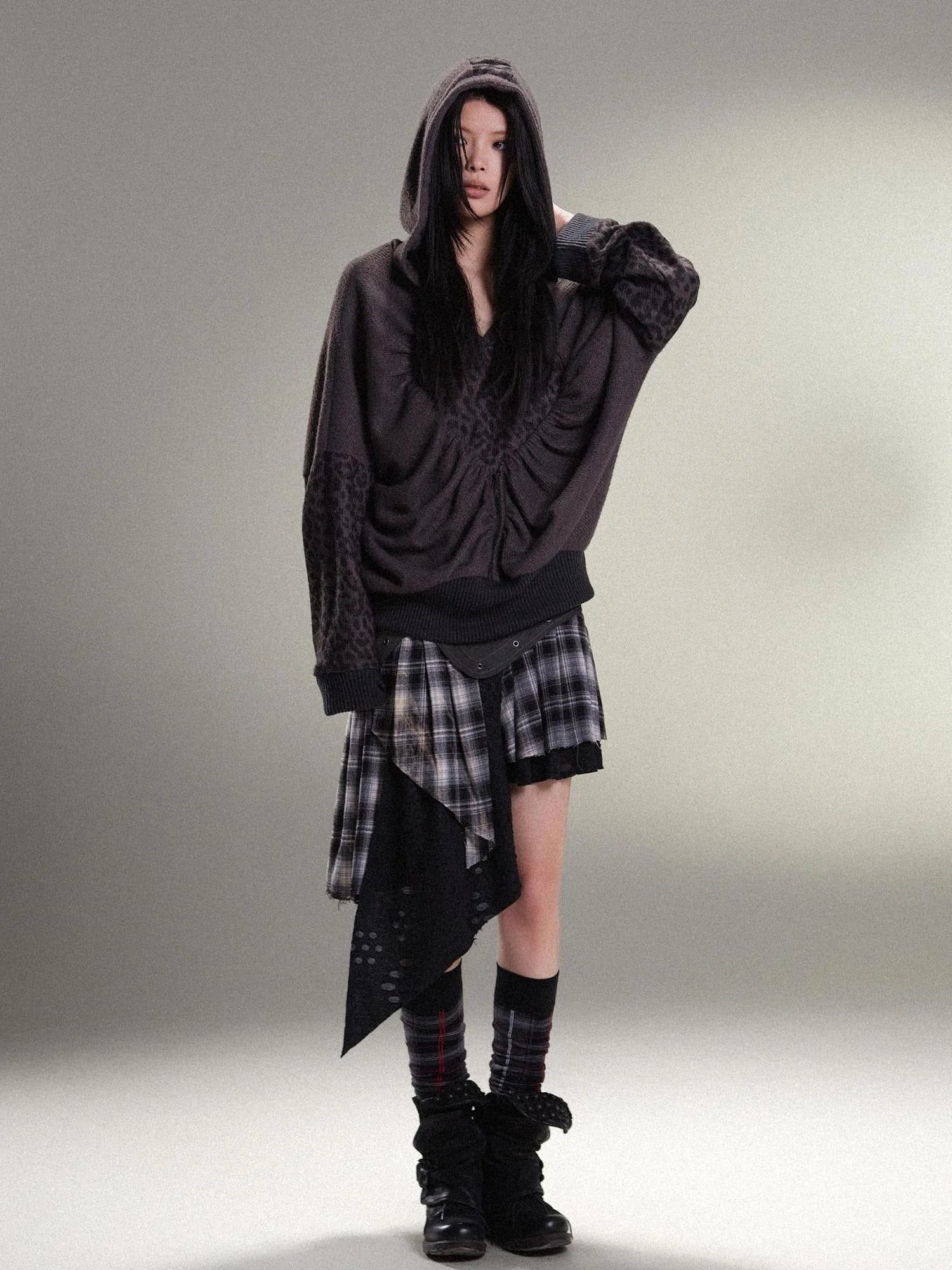 Punk Rock Vintage Asym Pleat Low Waist Skirt All Season