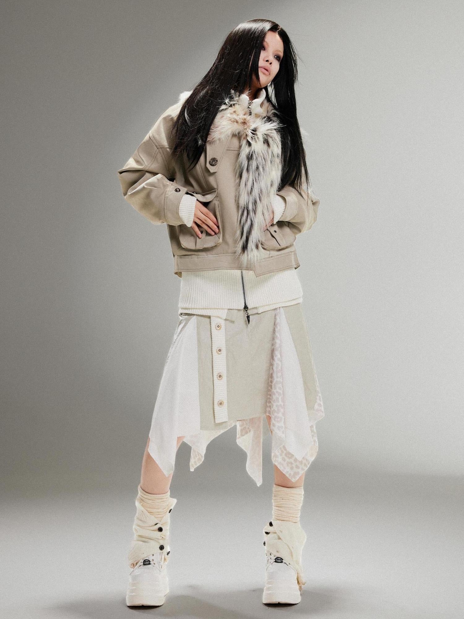 ARIADNAw Punk Rock Vintage Faux Leather Fur Jacket For Women Winter
