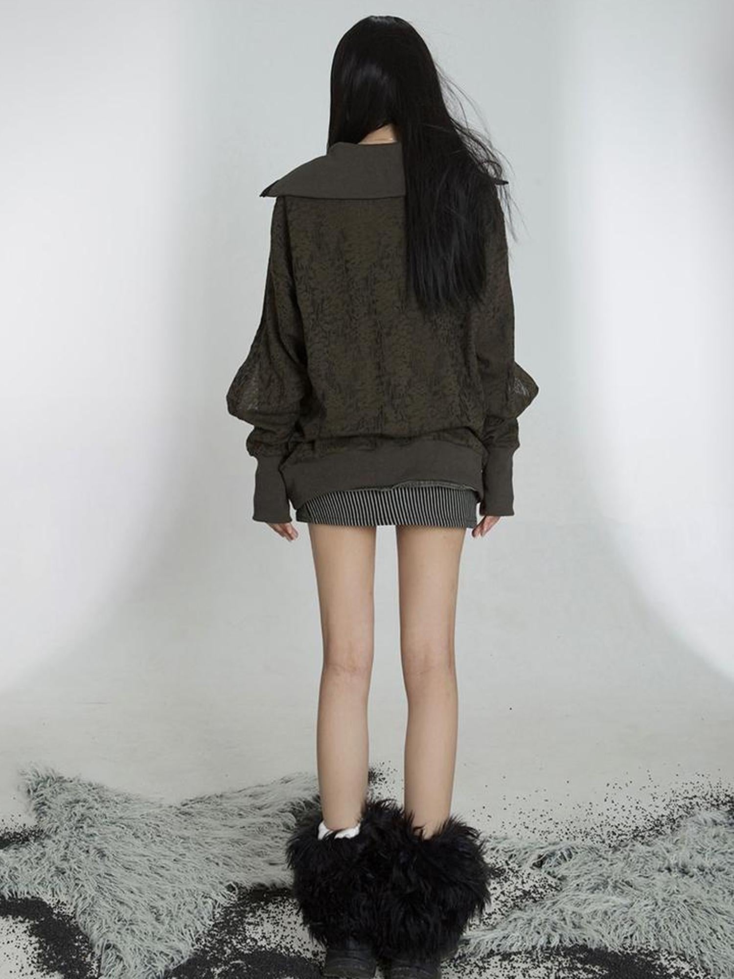 ARIADNAw Punk Street Cropped Jacket Slim Fit Micro Elastic Soft Touch