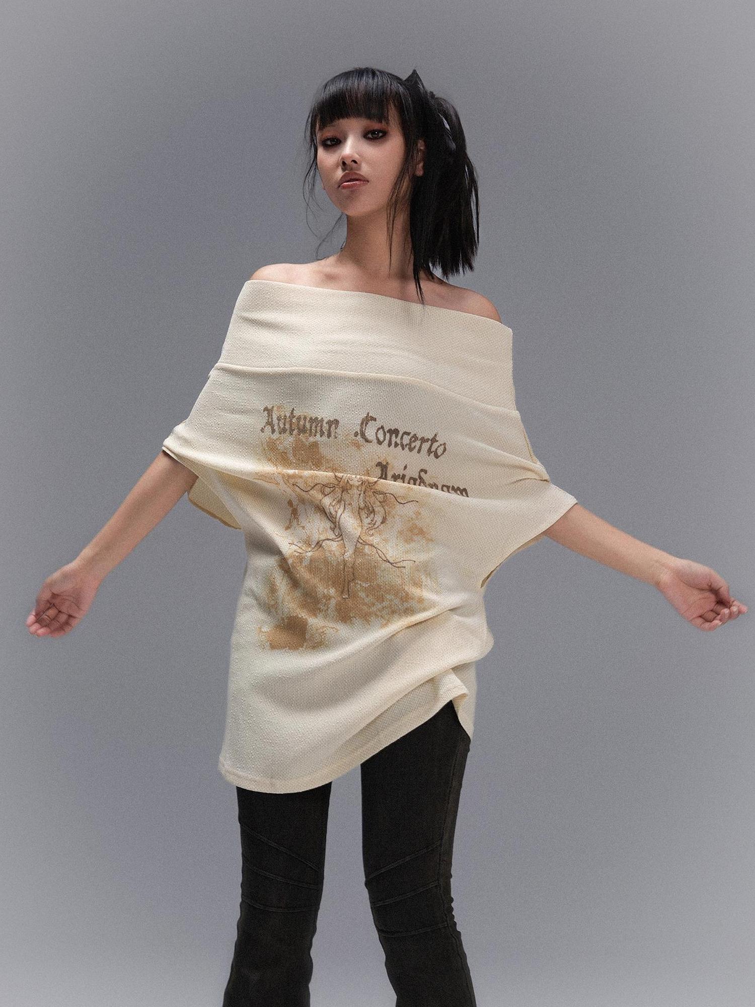 ARIADNAw Punk Street Vintage Batwing Sleeve Thermal T Shirt