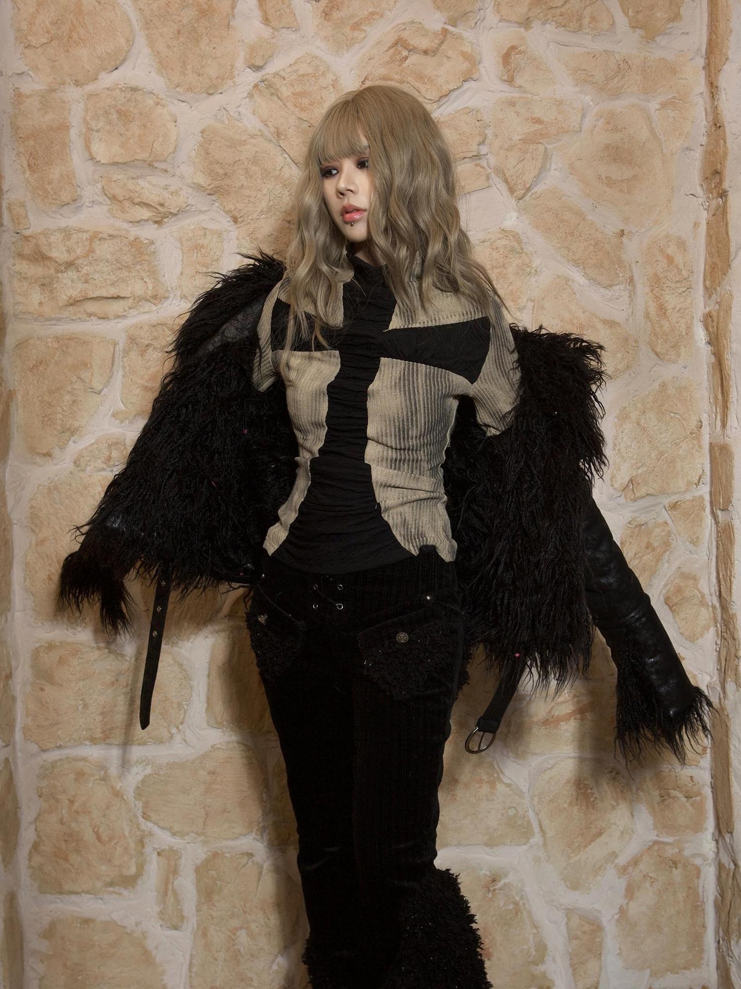 ARIADNAw Punk Street Y2K Crossover Slim Fit Long Sleeve Knit Tee