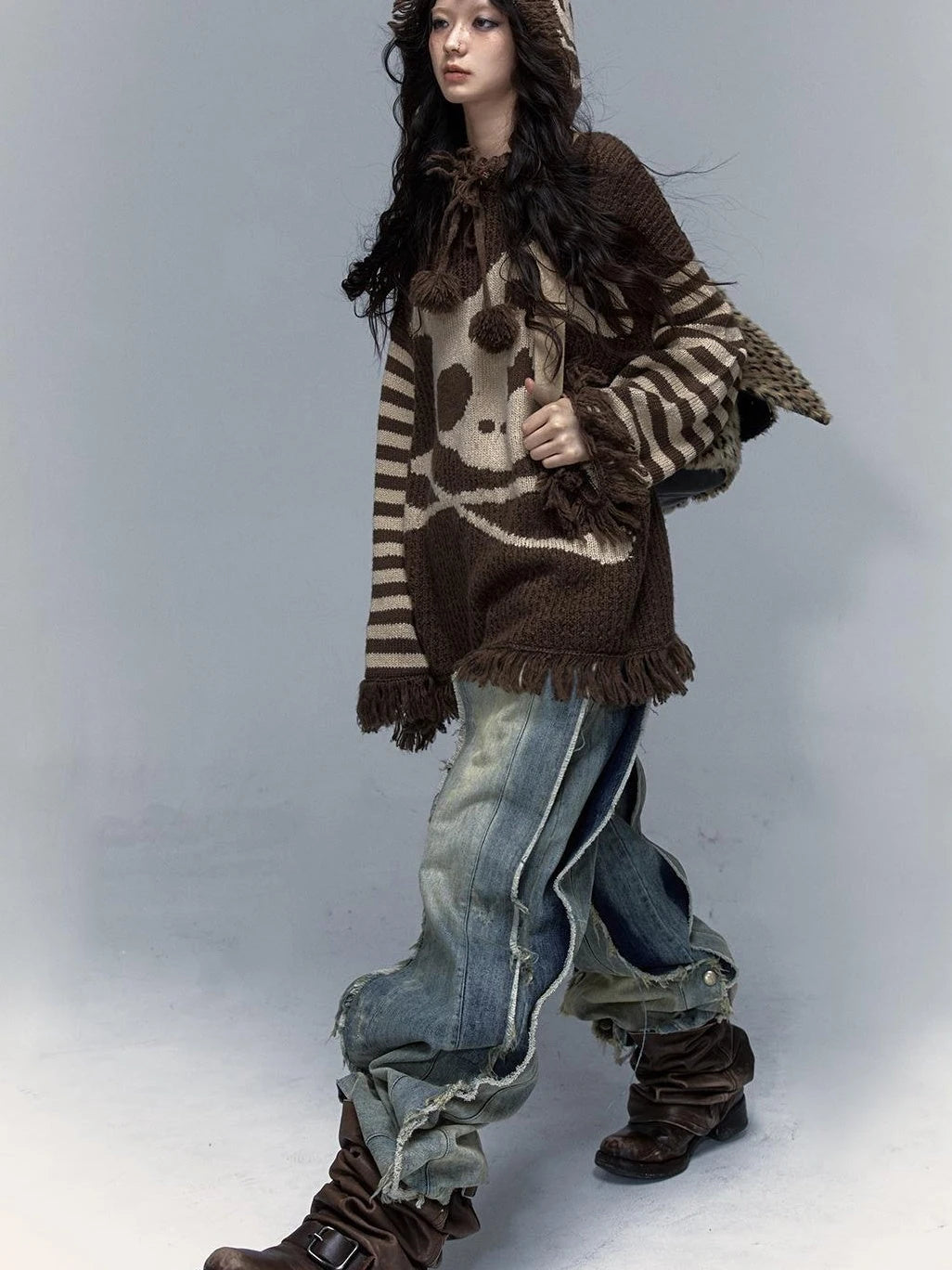 Punk Y2K Rebel Skull Rabbit Hooded Sweatshirt