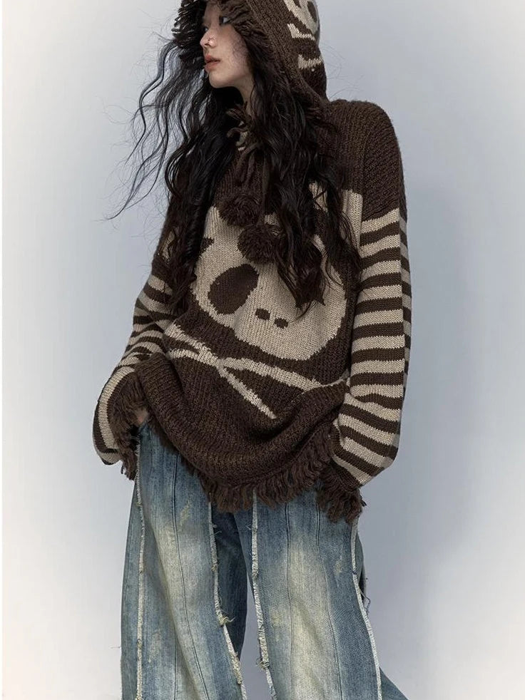 Punk Y2K Rebel Skull Rabbit Hooded Sweatshirt