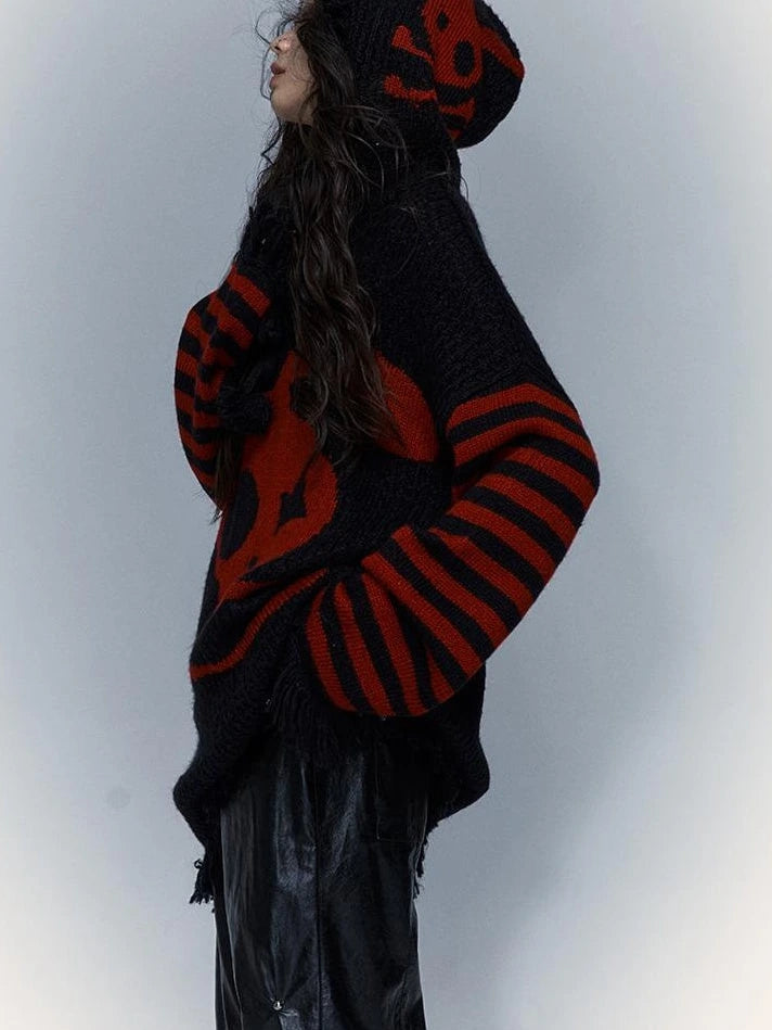 Punk Y2K Rebel Skull Rabbit Hooded Sweatshirt