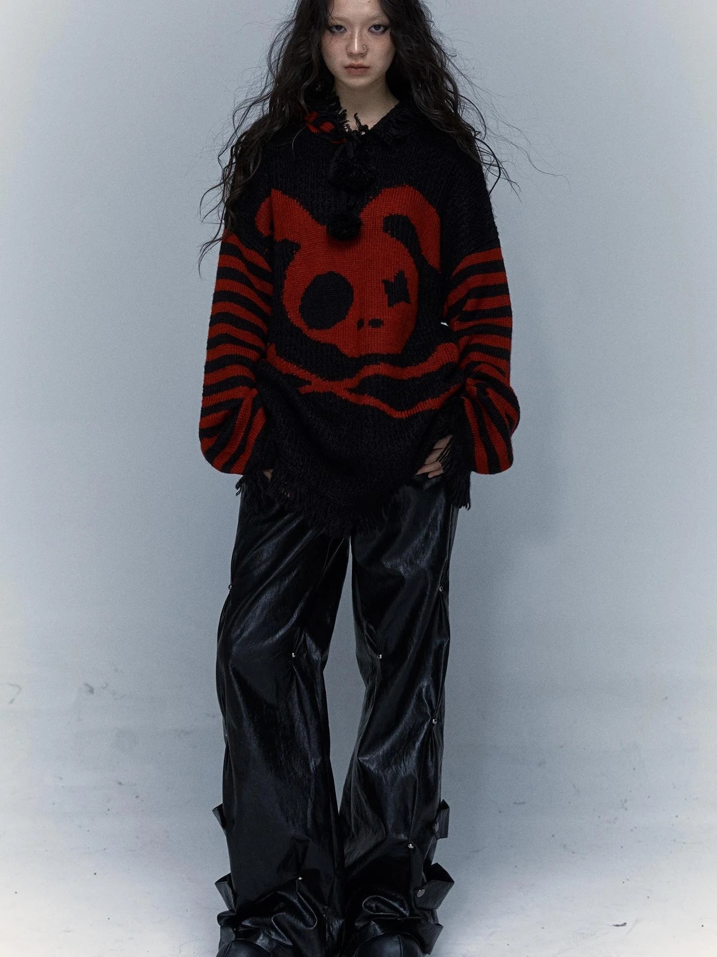 Punk Y2K Rebel Skull Rabbit Hooded Sweatshirt