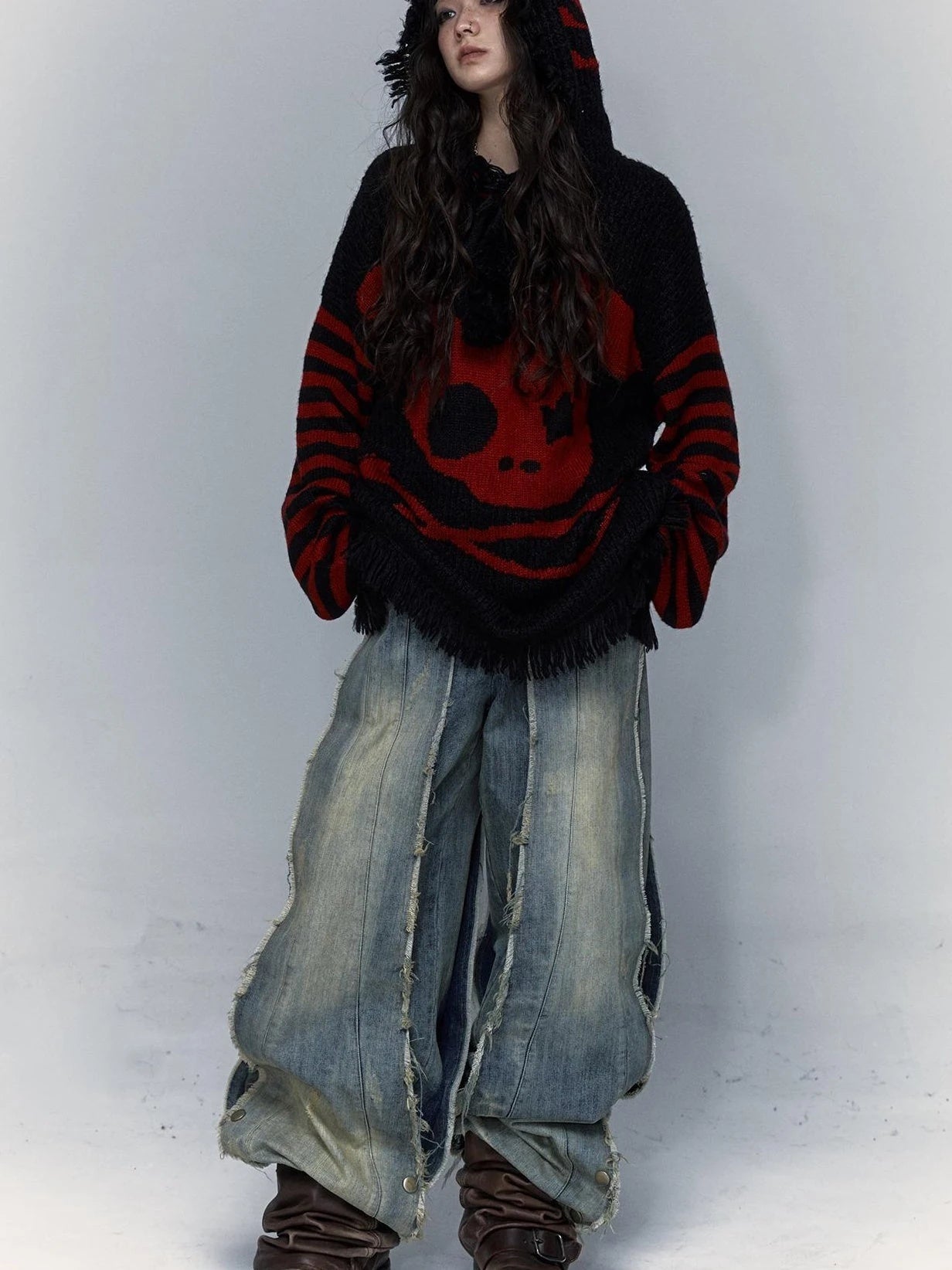 Punk Y2K Rebel Skull Rabbit Hooded Sweatshirt