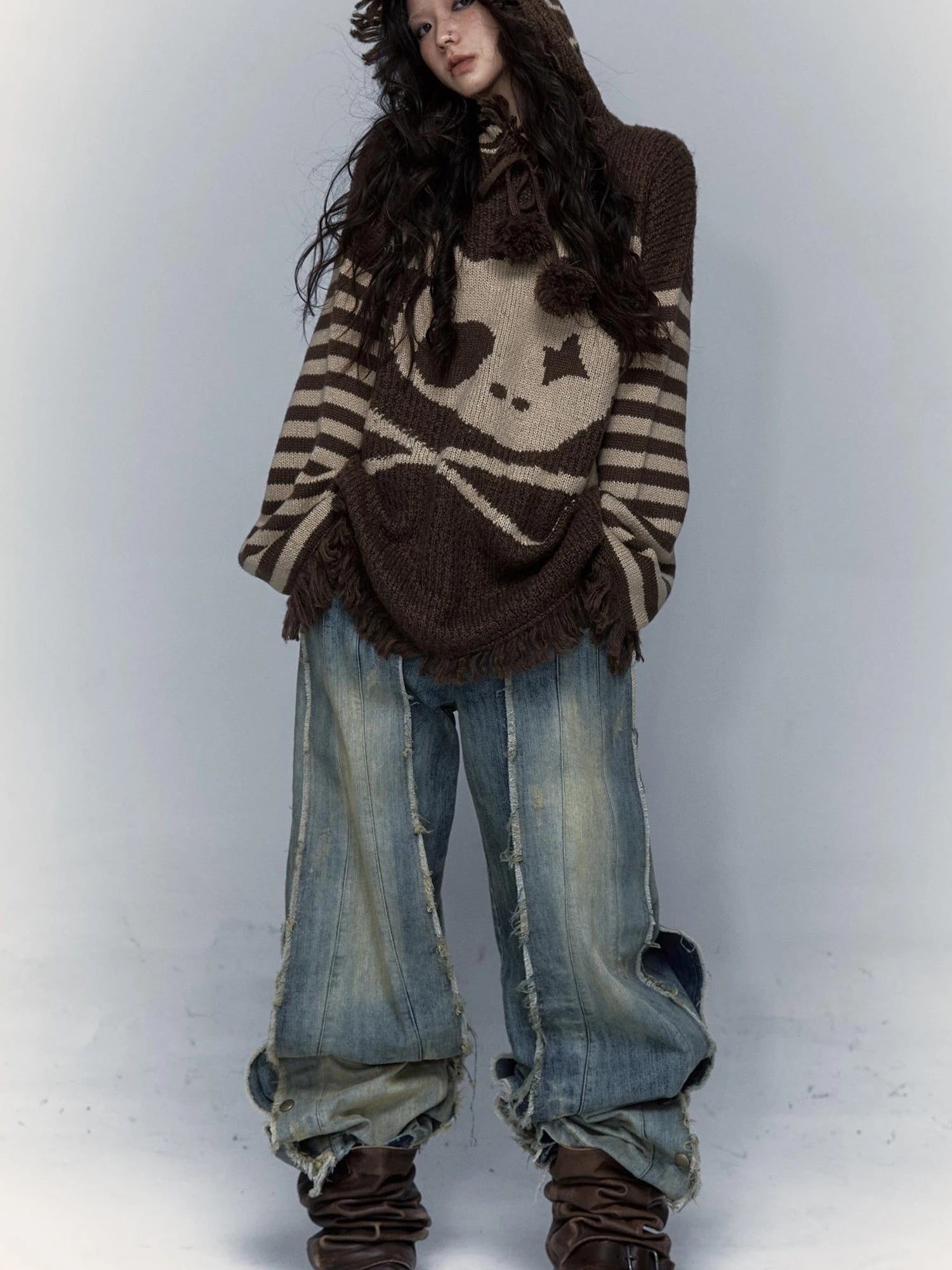 Punk Y2K Rebel Skull Rabbit Hooded Sweatshirt