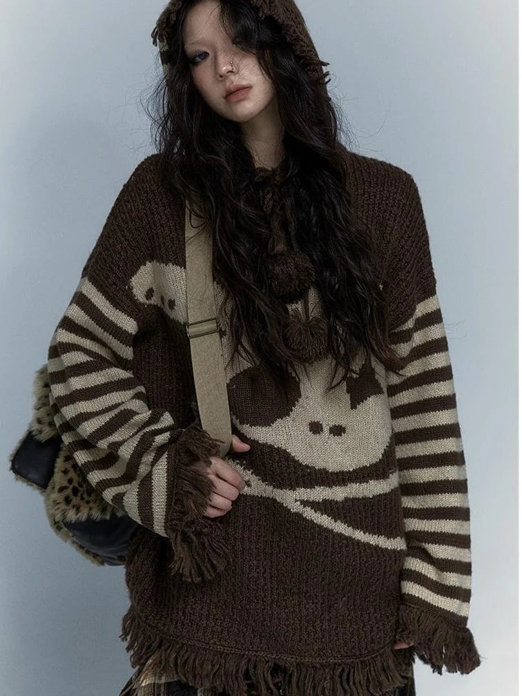 Punk Y2K Rebel Skull Rabbit Hooded Sweatshirt