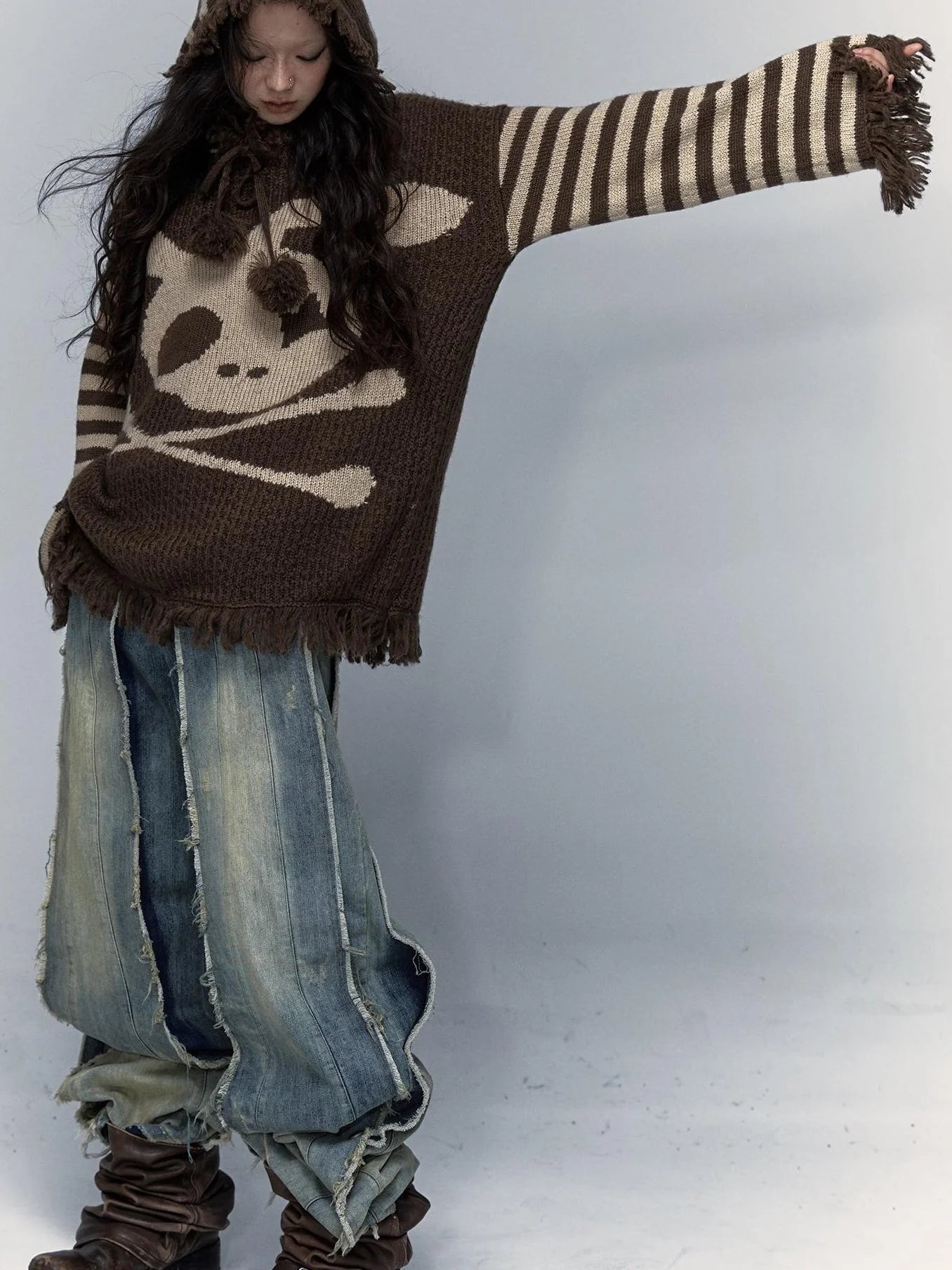 Punk Y2K Rebel Skull Rabbit Hooded Sweatshirt