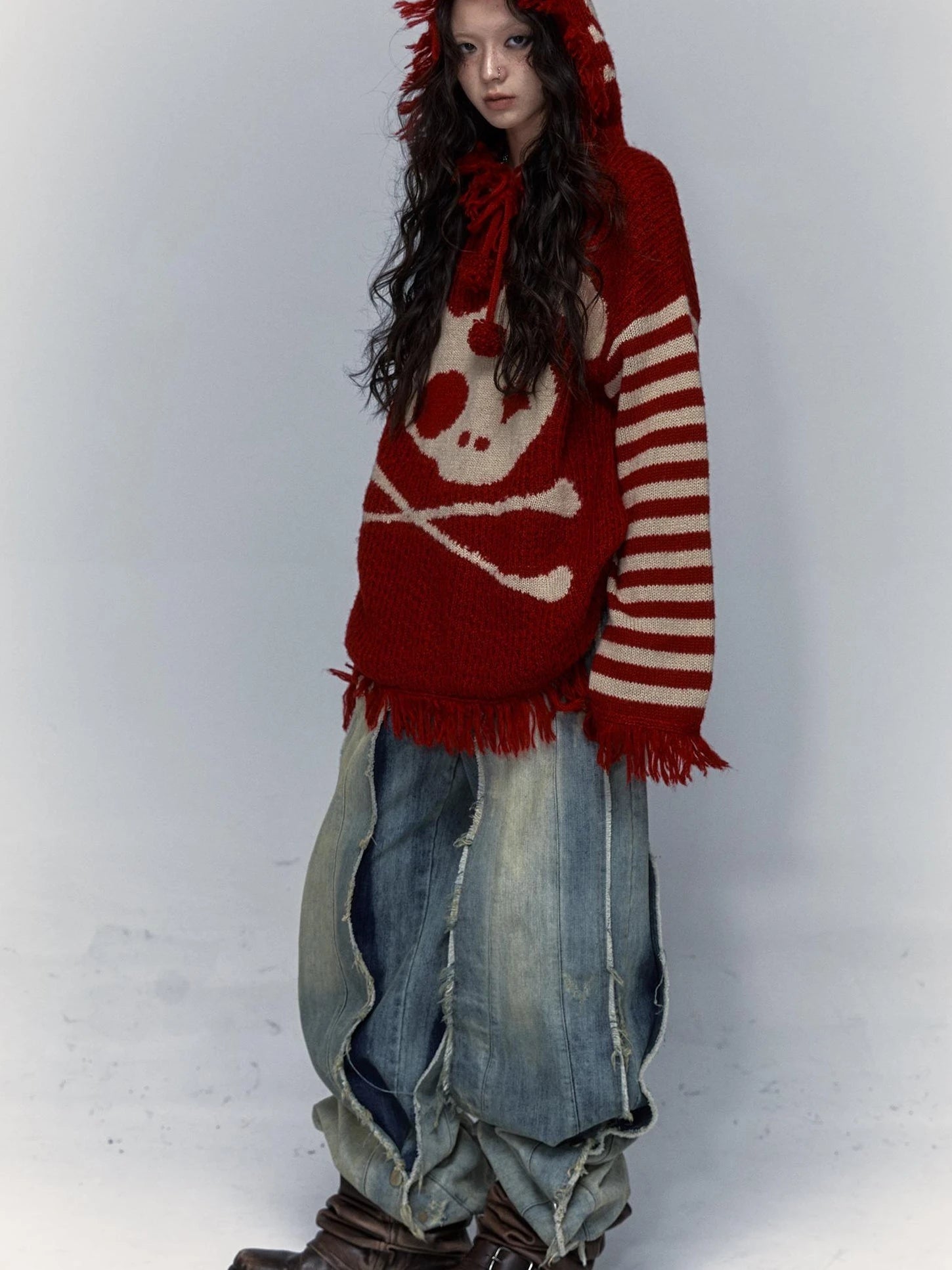 Punk Y2K Rebel Skull Rabbit Hooded Sweatshirt