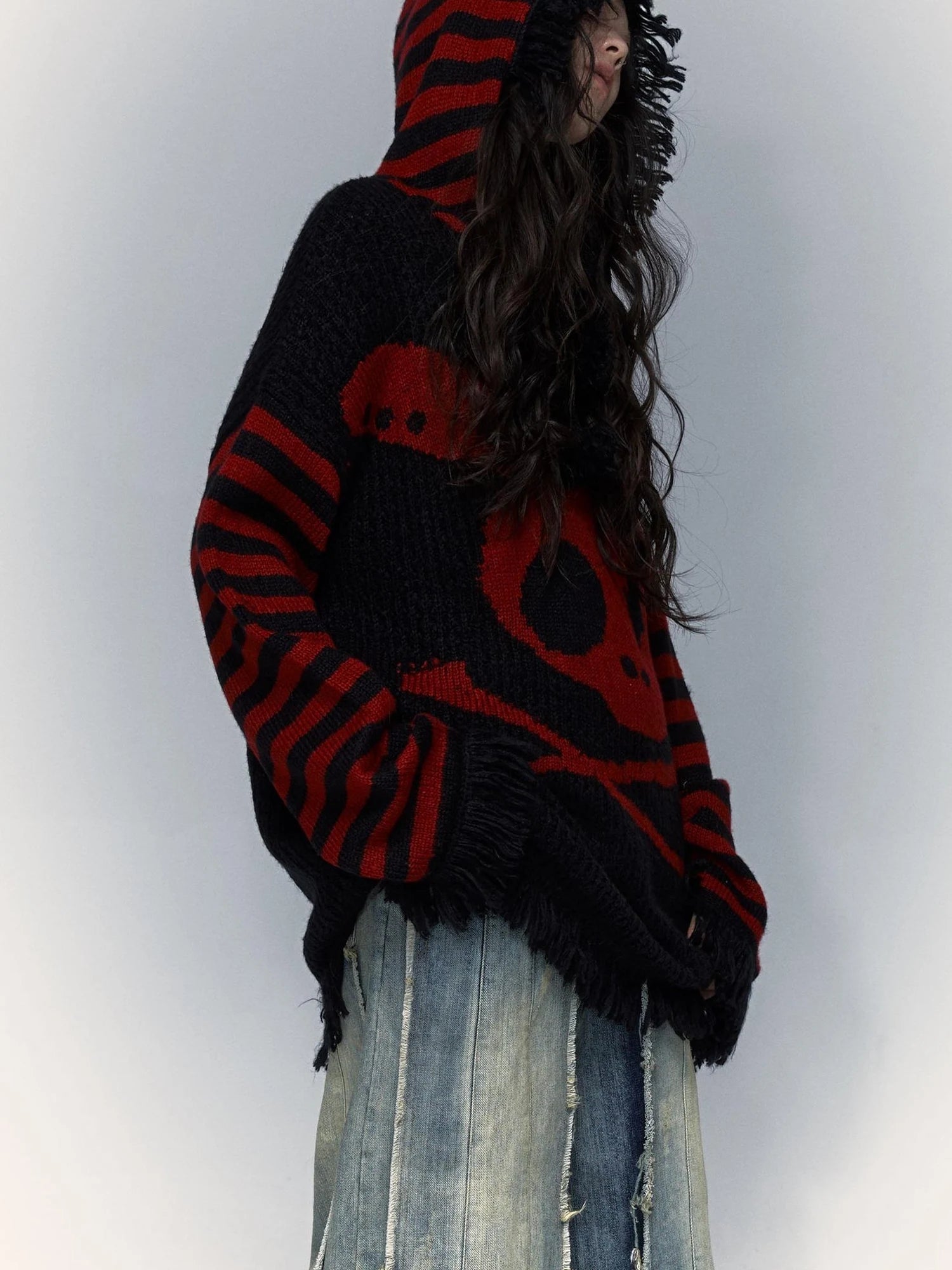 Punk Y2K Rebel Skull Rabbit Hooded Sweatshirt