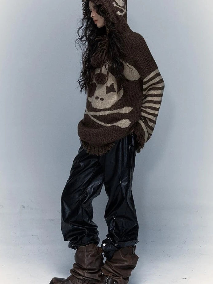 Punk Y2K Rebel Skull Rabbit Hooded Sweatshirt