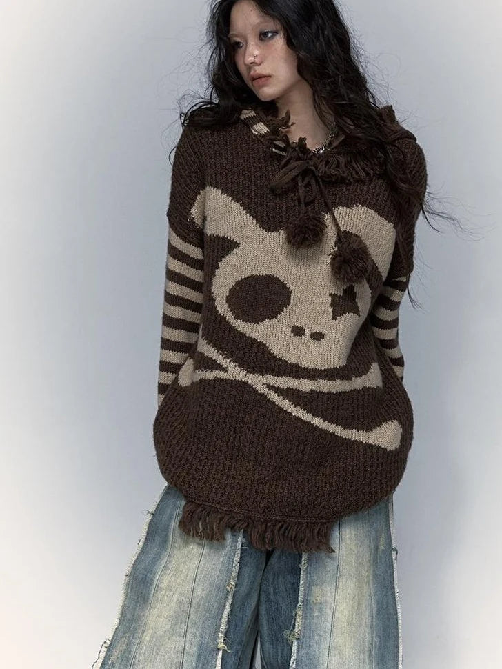Punk Y2K Rebel Skull Rabbit Hooded Sweatshirt