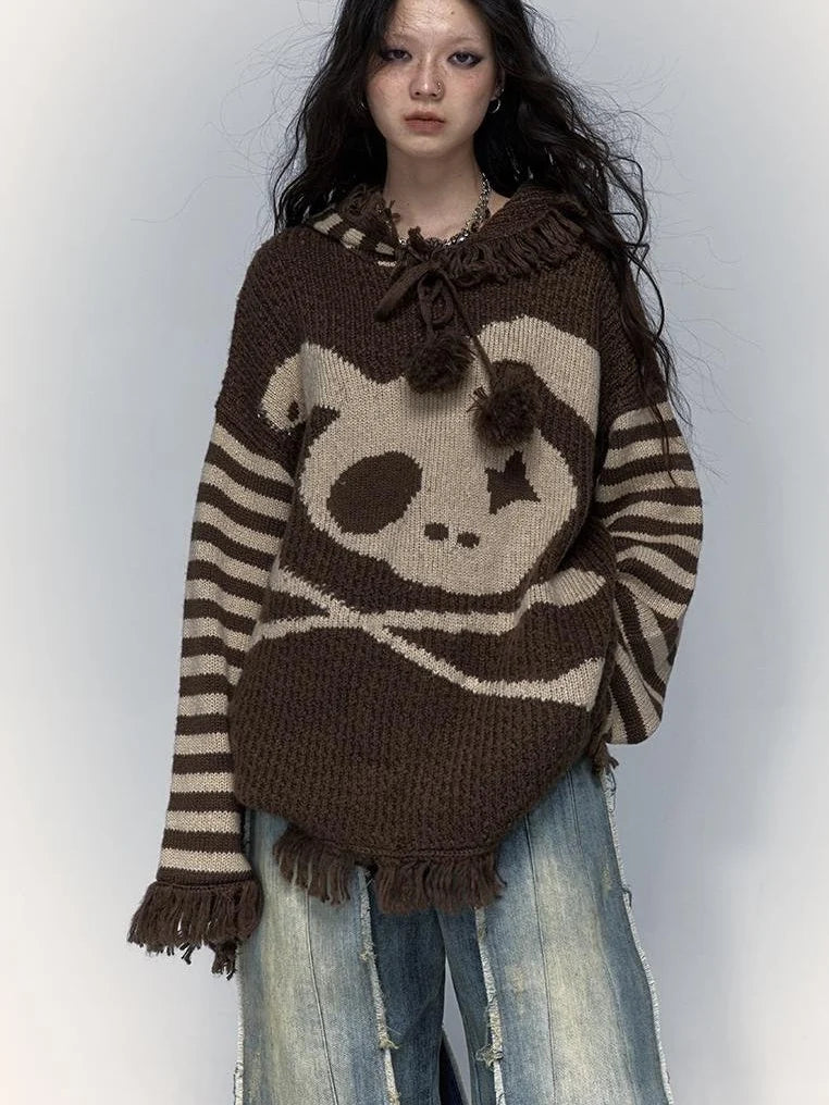 Punk Y2K Rebel Skull Rabbit Hooded Sweatshirt