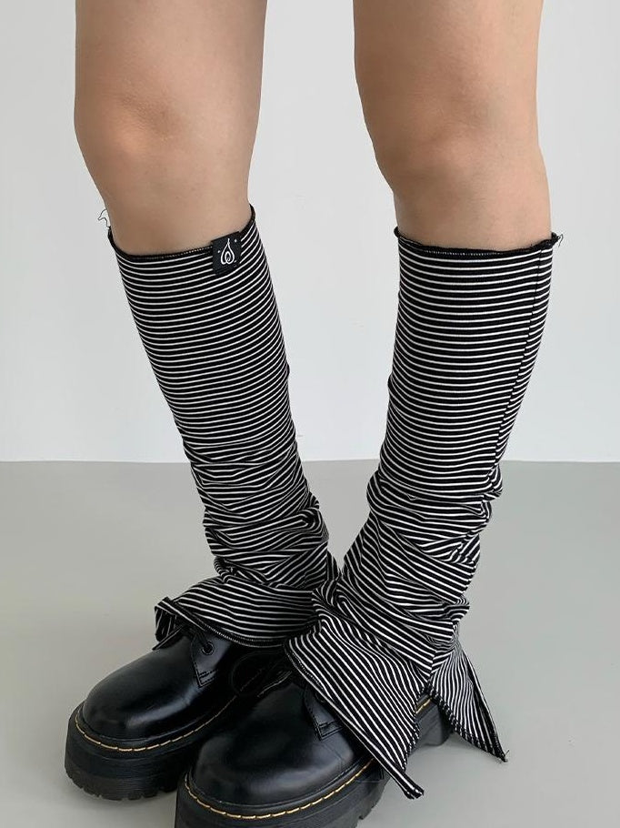 atrandom Purple Black Slit Casual Socks With Taro Stripe Socks