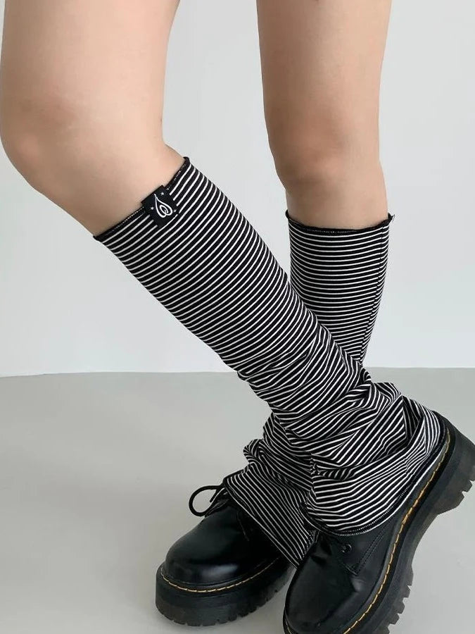 Purple Black Slit Casual Socks With Taro Stripe Socks