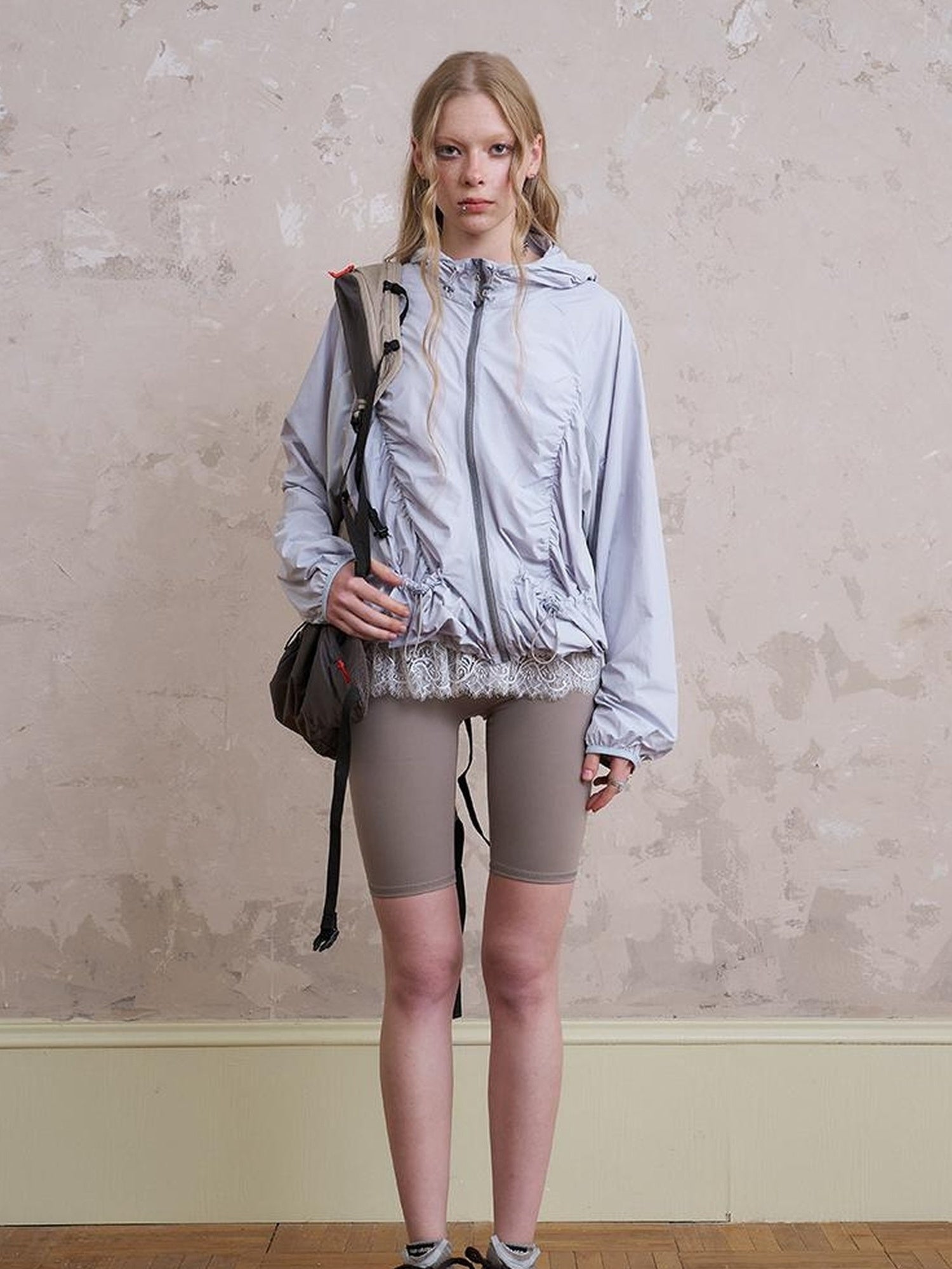 DIDDI MODA Purple Blue Crinkle Bow Print Sunshield Jacket