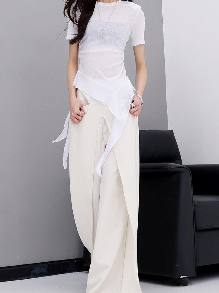 QIUQIU STUDIO Apricot Tailored Drapey Relaxed Minimal Workwear Women&