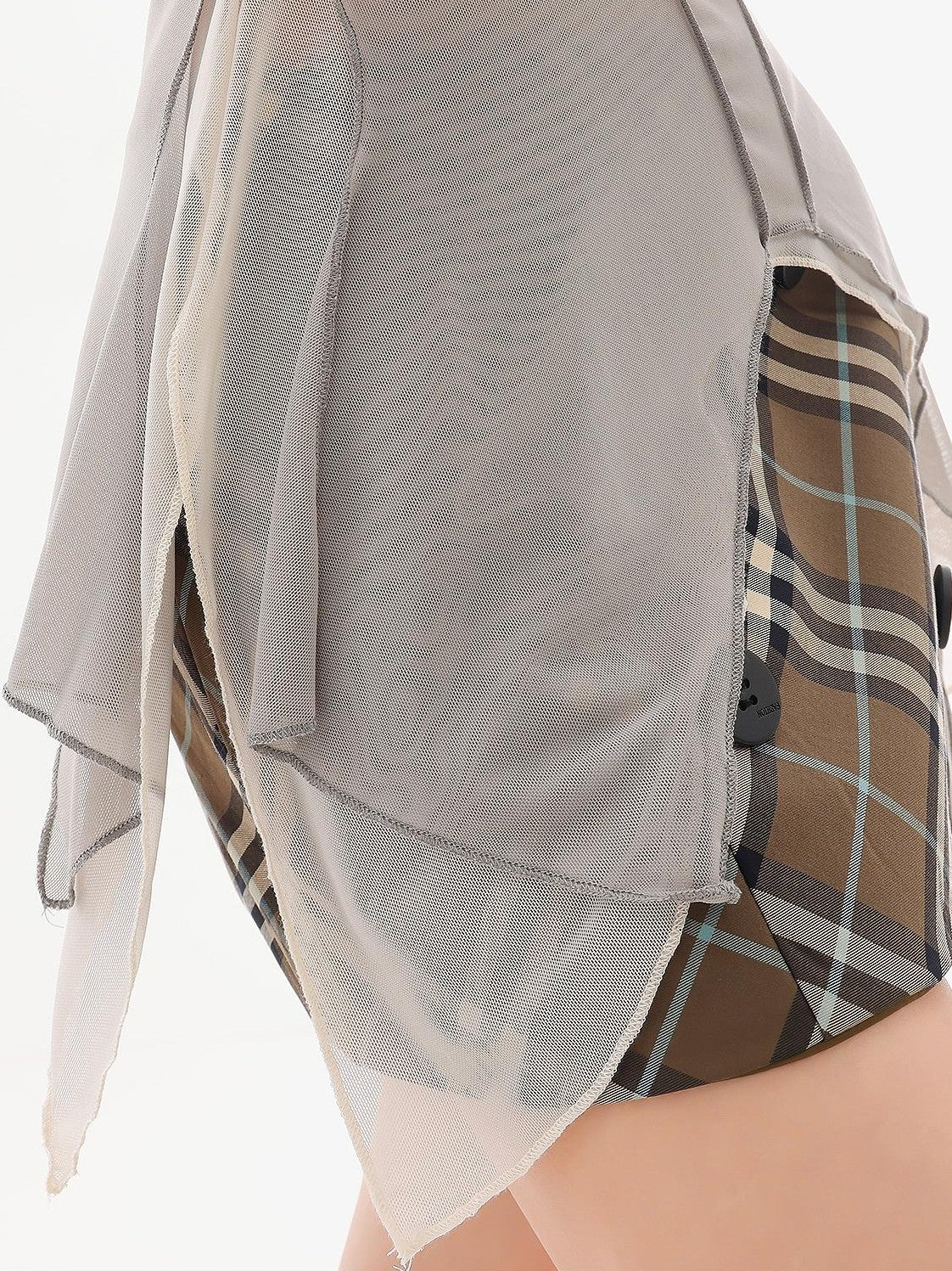 QIUQIU STUDIO Asymmetric One Shoulder Sheer Slim Fit Women&