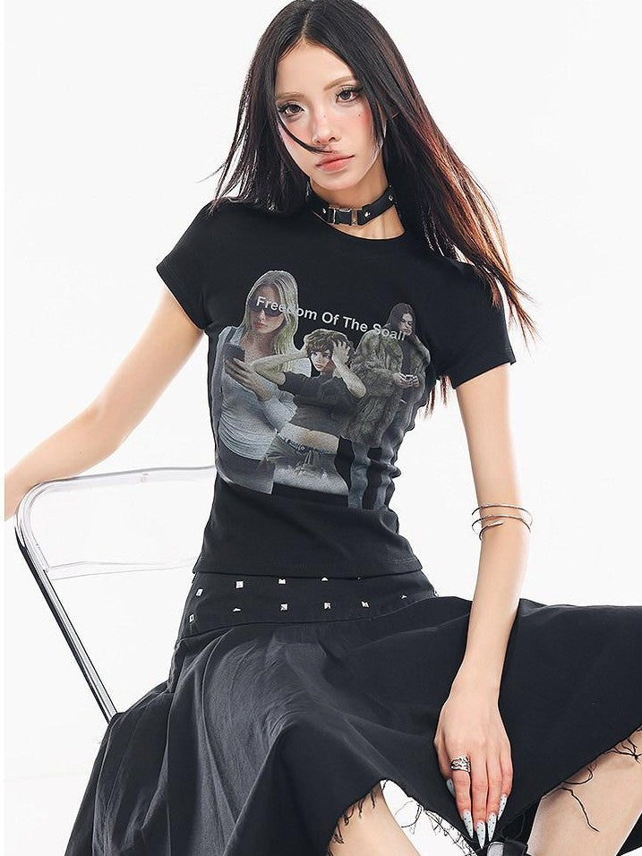 QIUQIU STUDIO Black Asymmetrical Irregular Hem Slim Fit A Line Women&