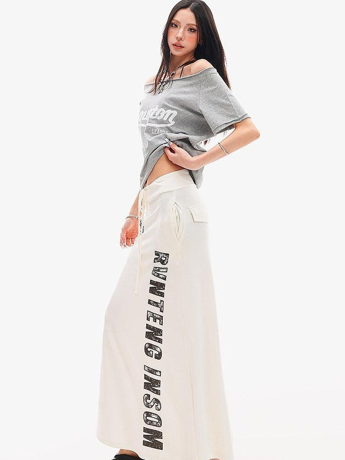 QIUQIU STUDIO Black Printed Drawstring Elastic Waist Mid Length Women&