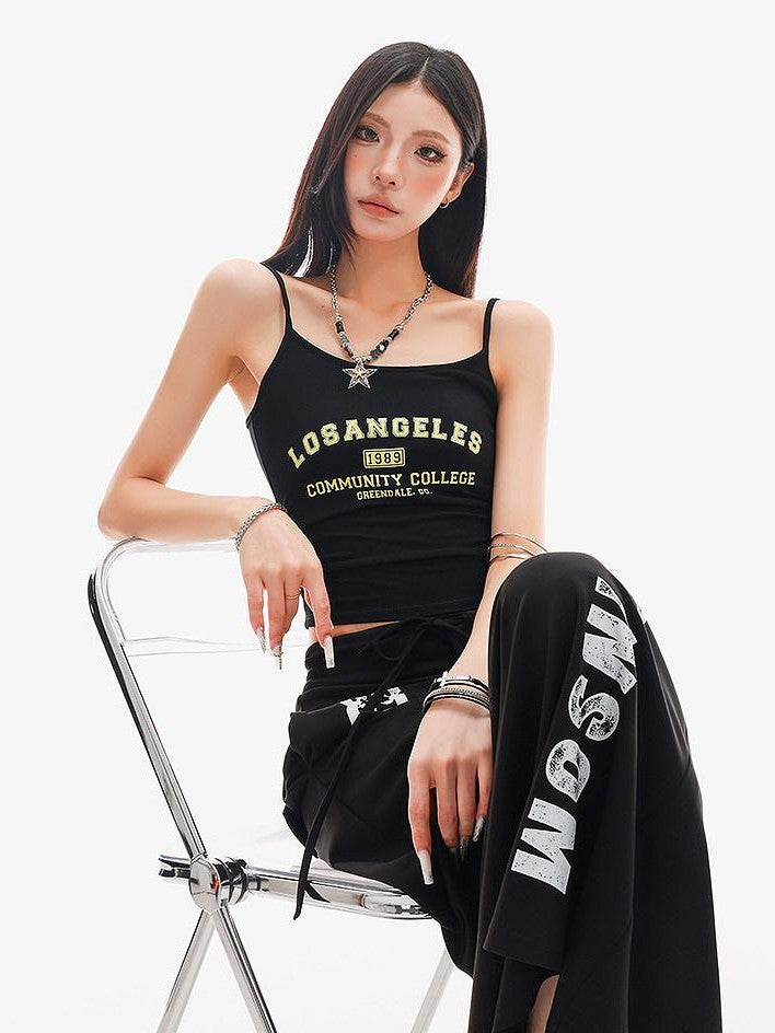 QIUQIU STUDIO Black Printed Drawstring Elastic Waist Mid Length Women&