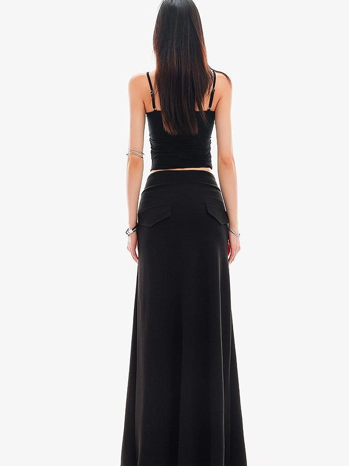 QIUQIU STUDIO Black Printed Drawstring Elastic Waist Mid Length Women&