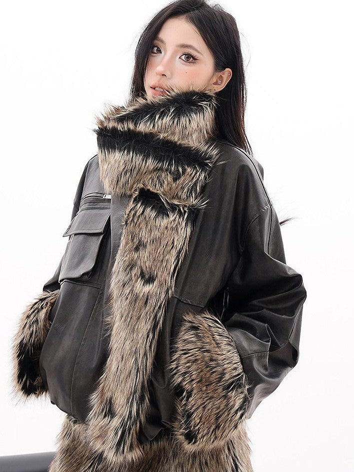 QIUQIU STUDIO Black Reversible Faux Fur Collar Women&