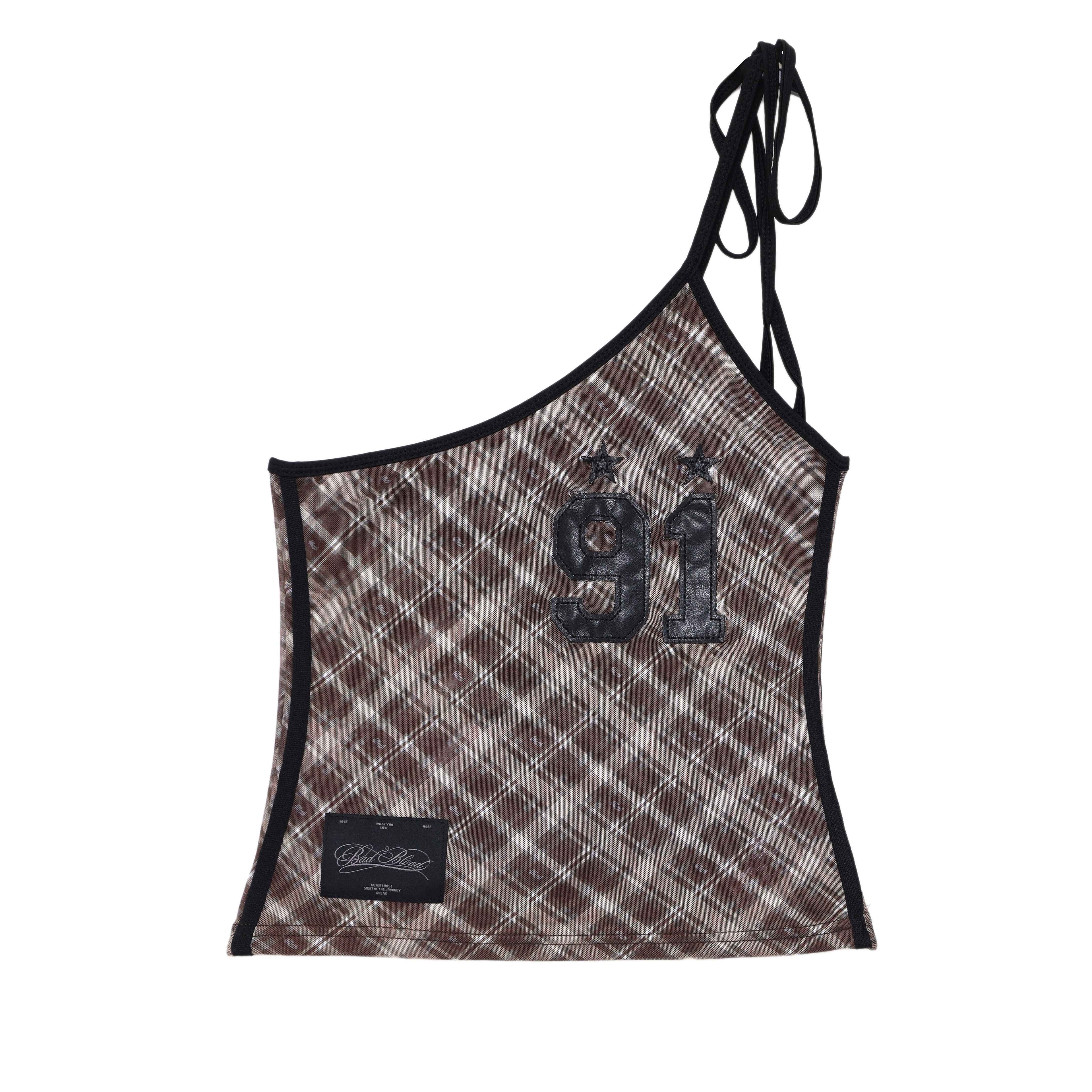QIUQIU_STUDIO_Camo_Asymmetrical_Halter_Tie_V-neck_Slim_Waist_Letter_Print_Women&