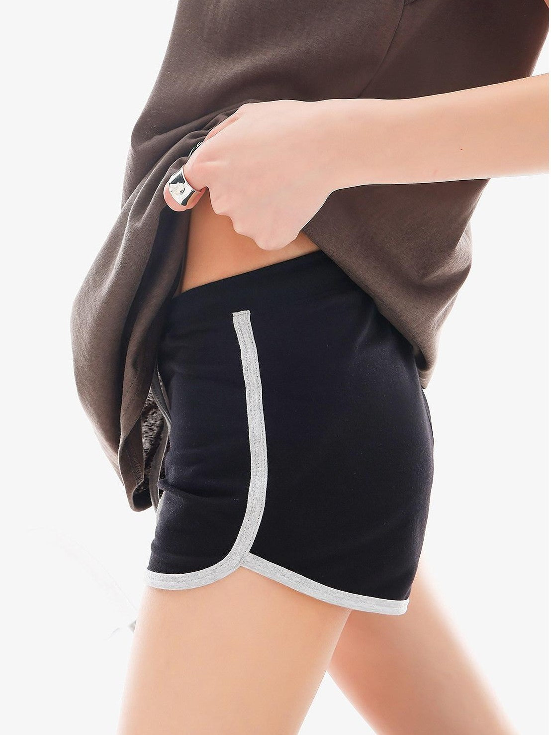 QIUQIU STUDIO Colorblock Drawstring Elastic Waist Straight Cut Women&