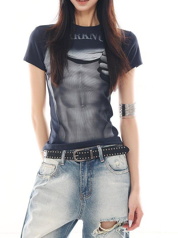 QIUQIU STUDIO Cropped American Lettered Print Crewneck Women&
