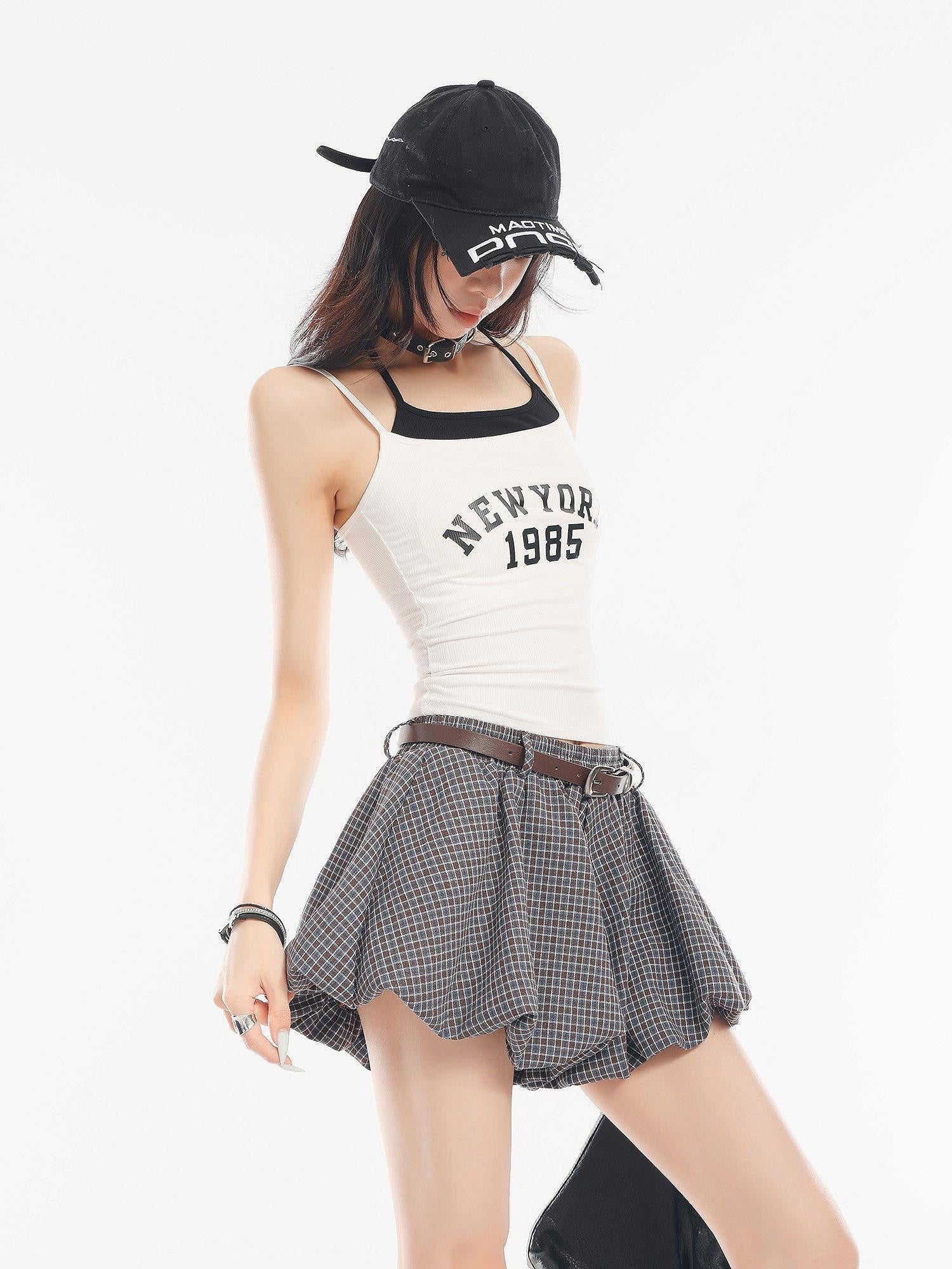 QIUQIU STUDIO Cropped Letter Print Padded Slim Fit Casual Women&