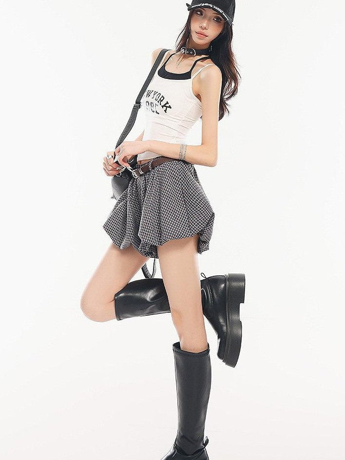 QIUQIU STUDIO Cropped Letter Print Padded Slim Fit Casual Women&