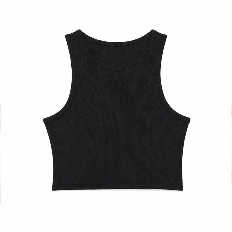 QIUQIU_STUDIO_Cropped_Solid_Round_Neck_Slim_Fit_Women&